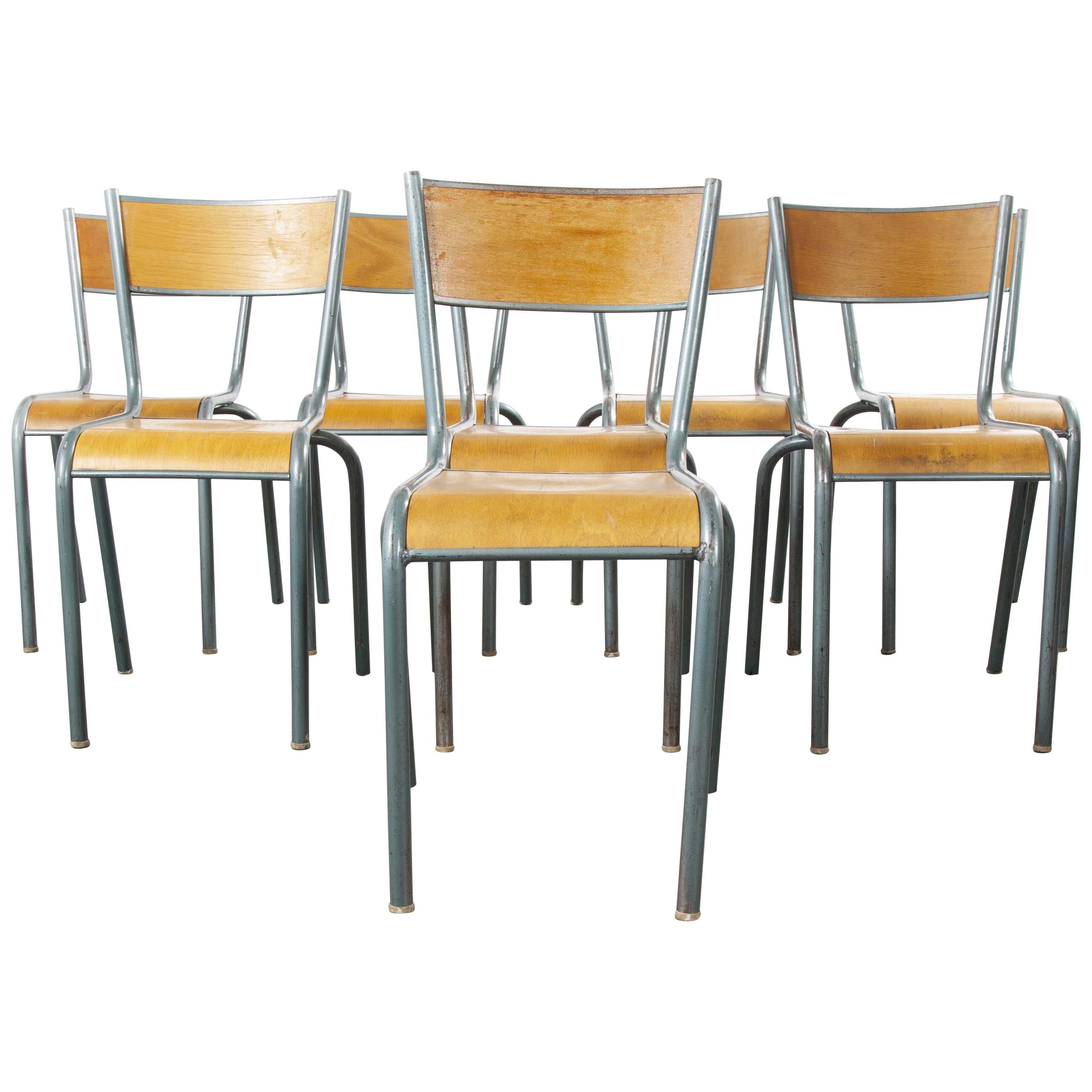 1950's French Mullca Vintage Stacking School Dining Chairs Set of