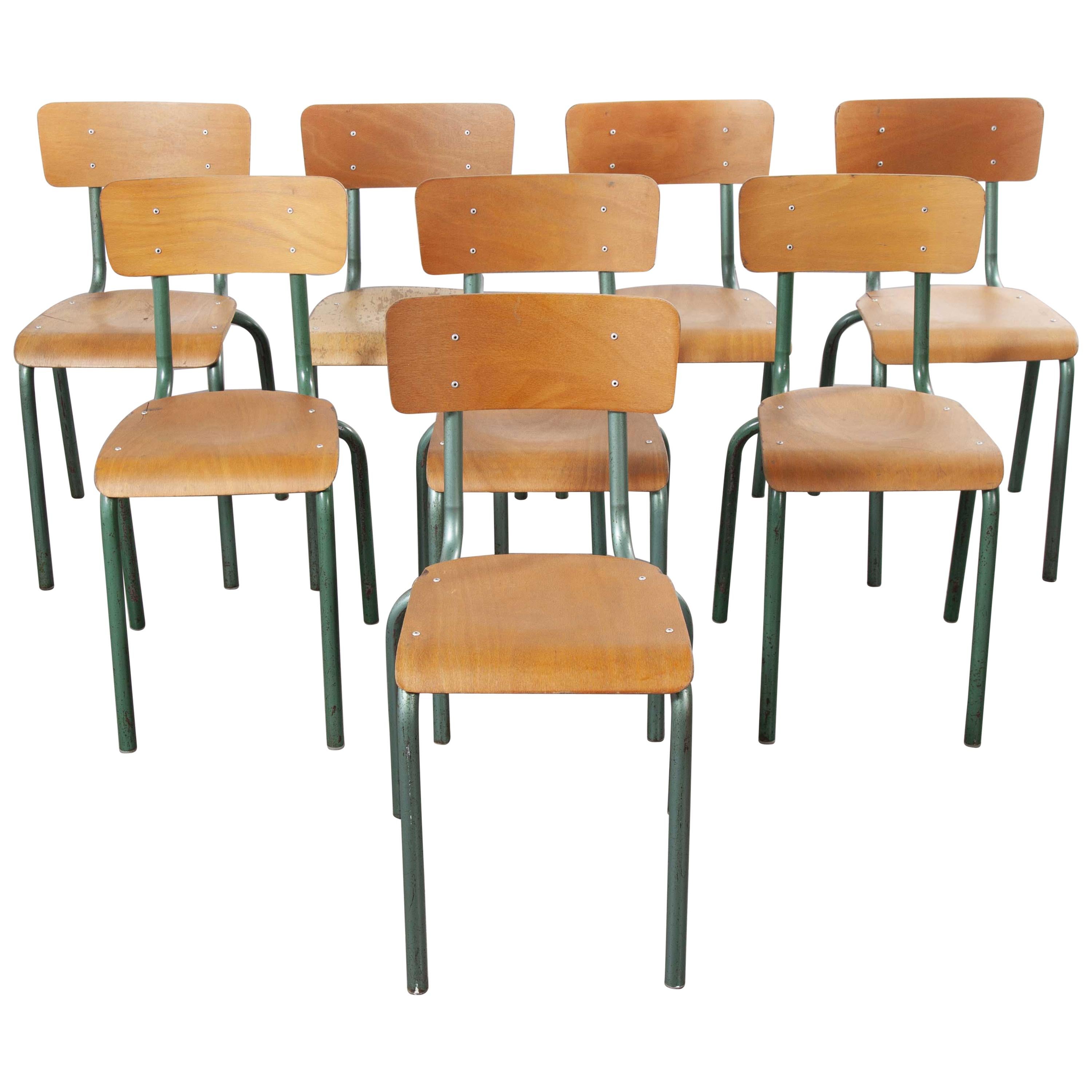 1950's French Mullca Vintage Stacking School - Dining Chairs - Set of Eight