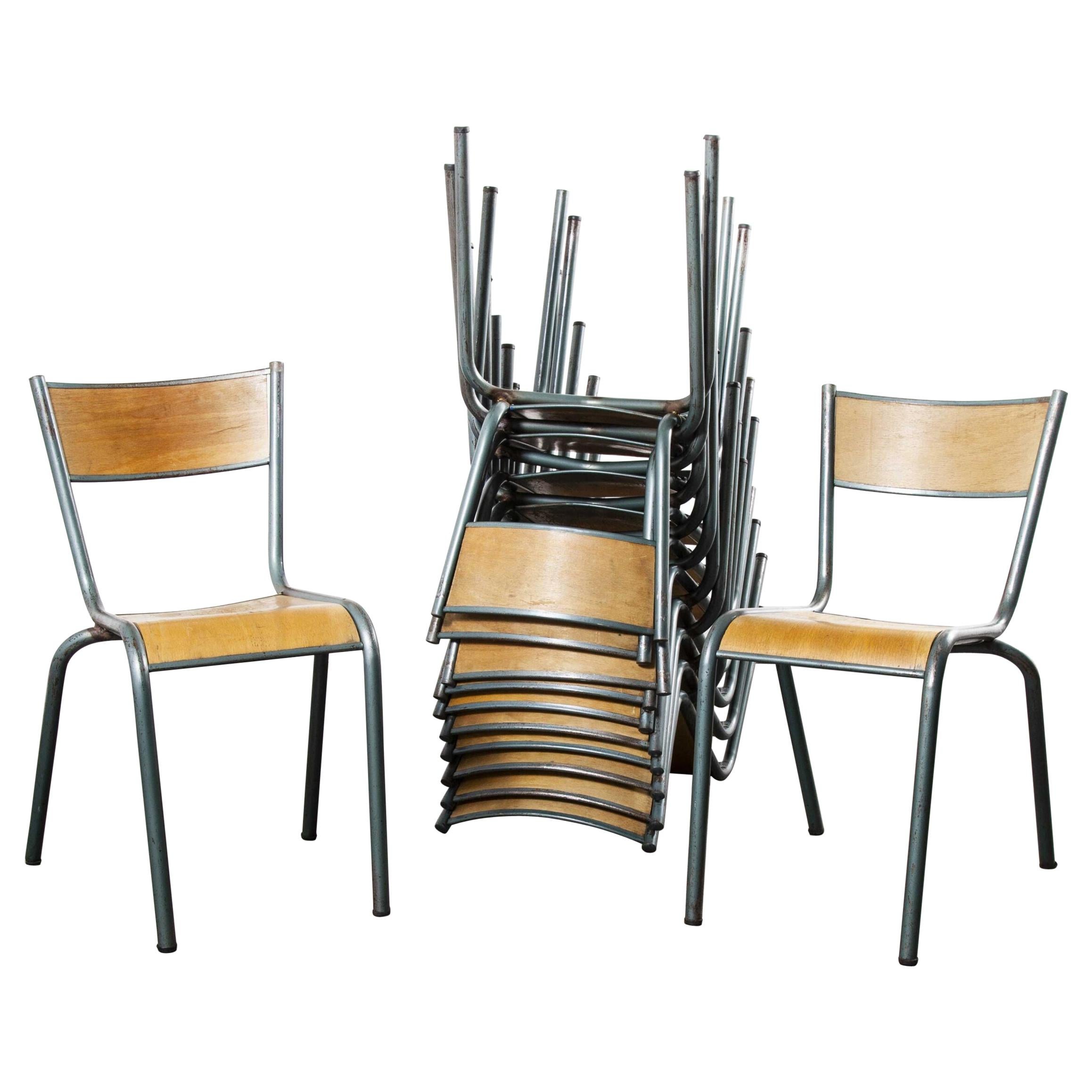 1950's French Mullca Vintage Stacking School Dining Chairs Set of