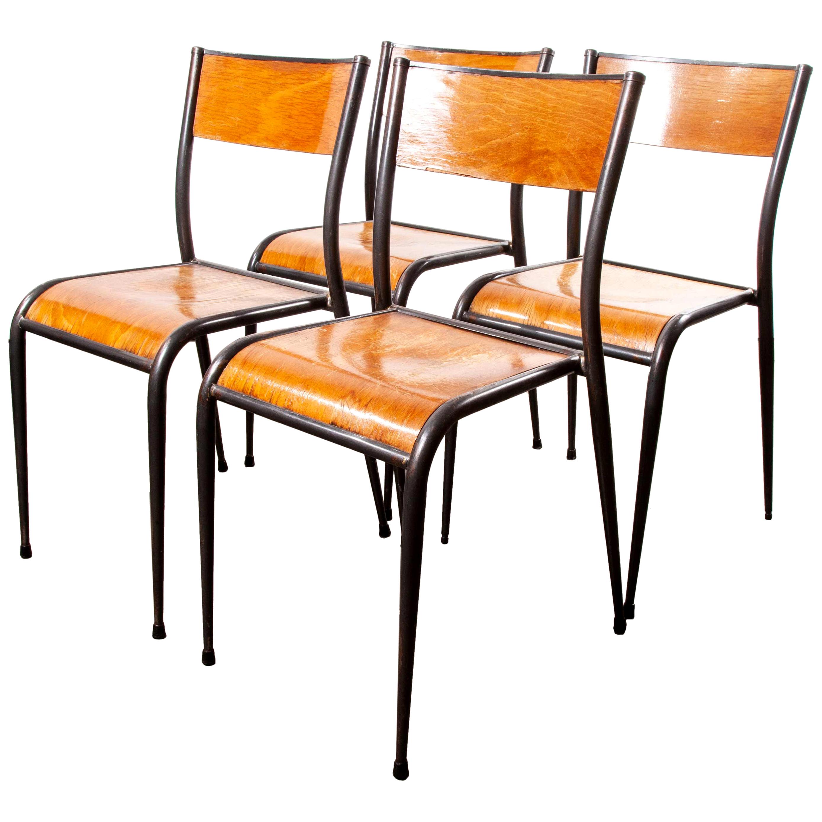 1950s French Mullca Vintage Stacking School/Dining Chairs Tapered Leg