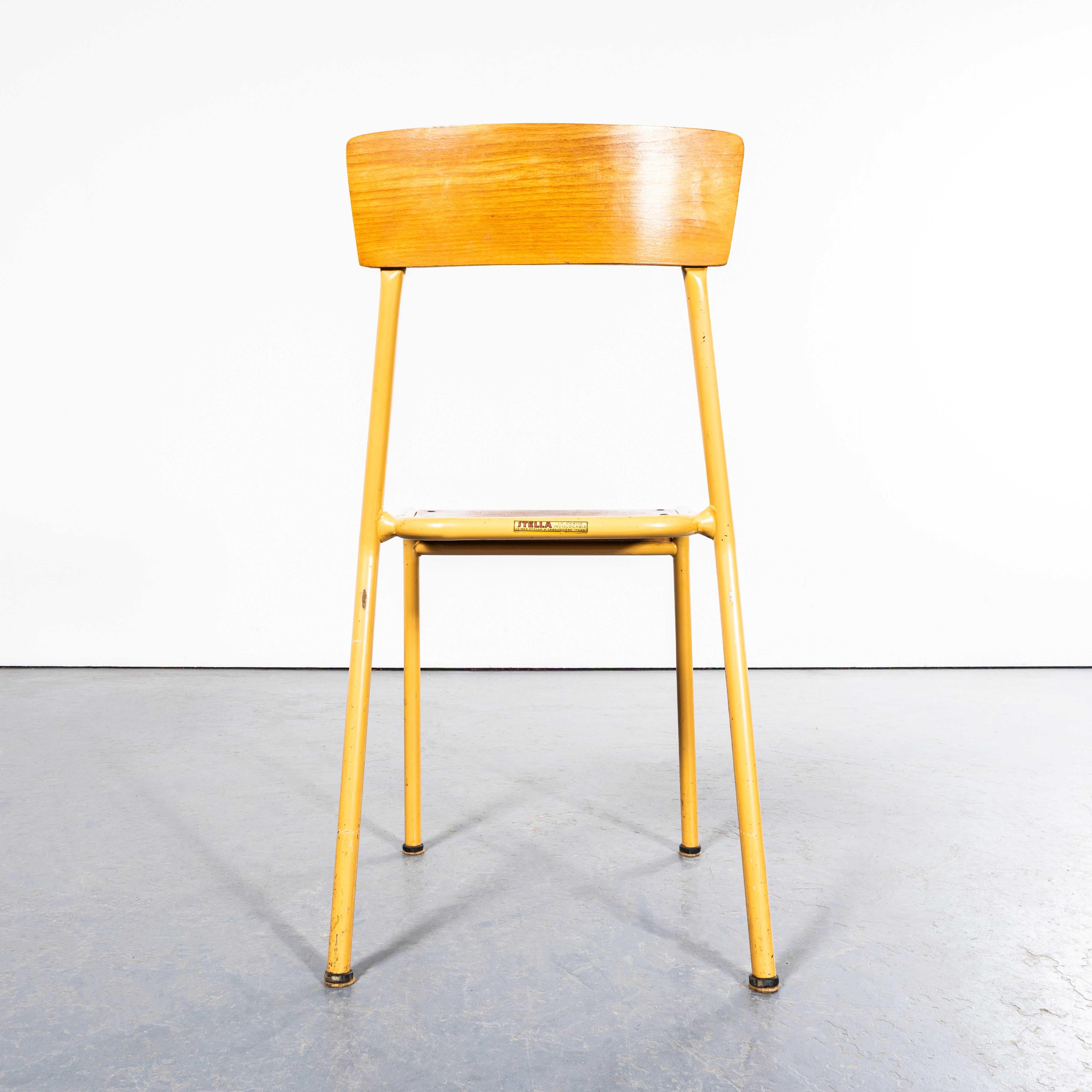 1950's French Mustard Stella Stacking Dining Chairs For Sale 6