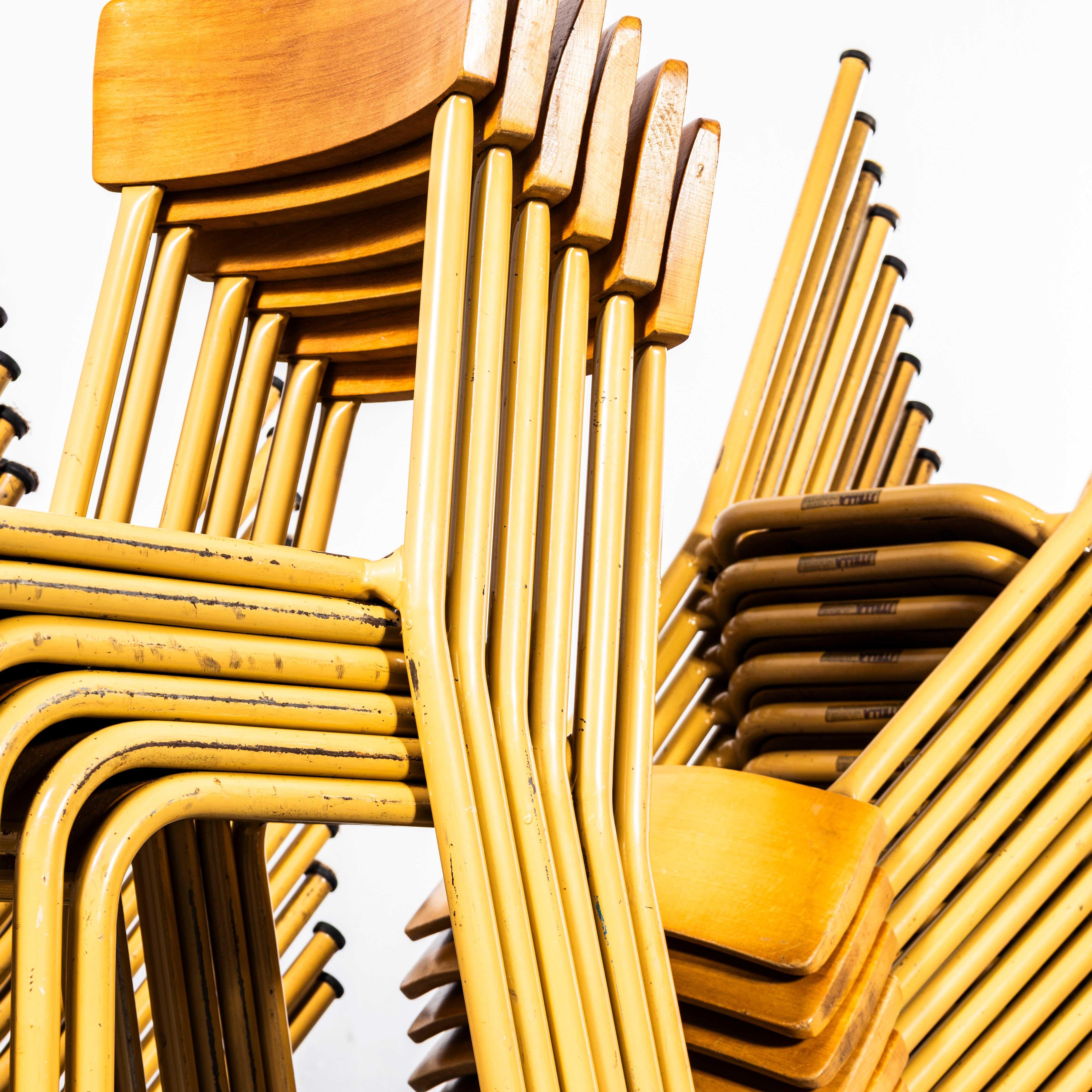 Mid-20th Century 1950's French Mustard Stella Stacking Dining Chairs For Sale