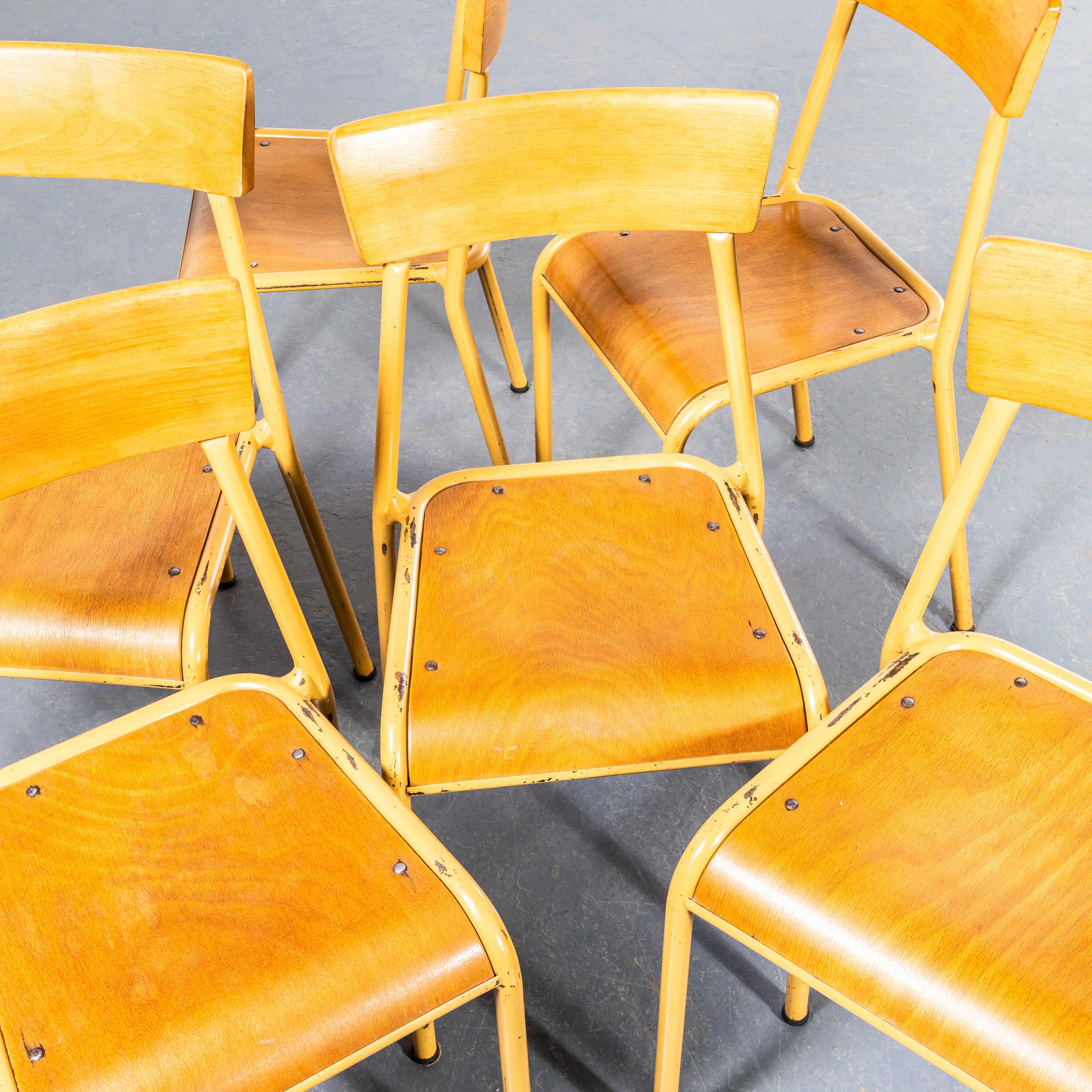 1950's French Mustard Stella Stacking Dining Chairs For Sale 1