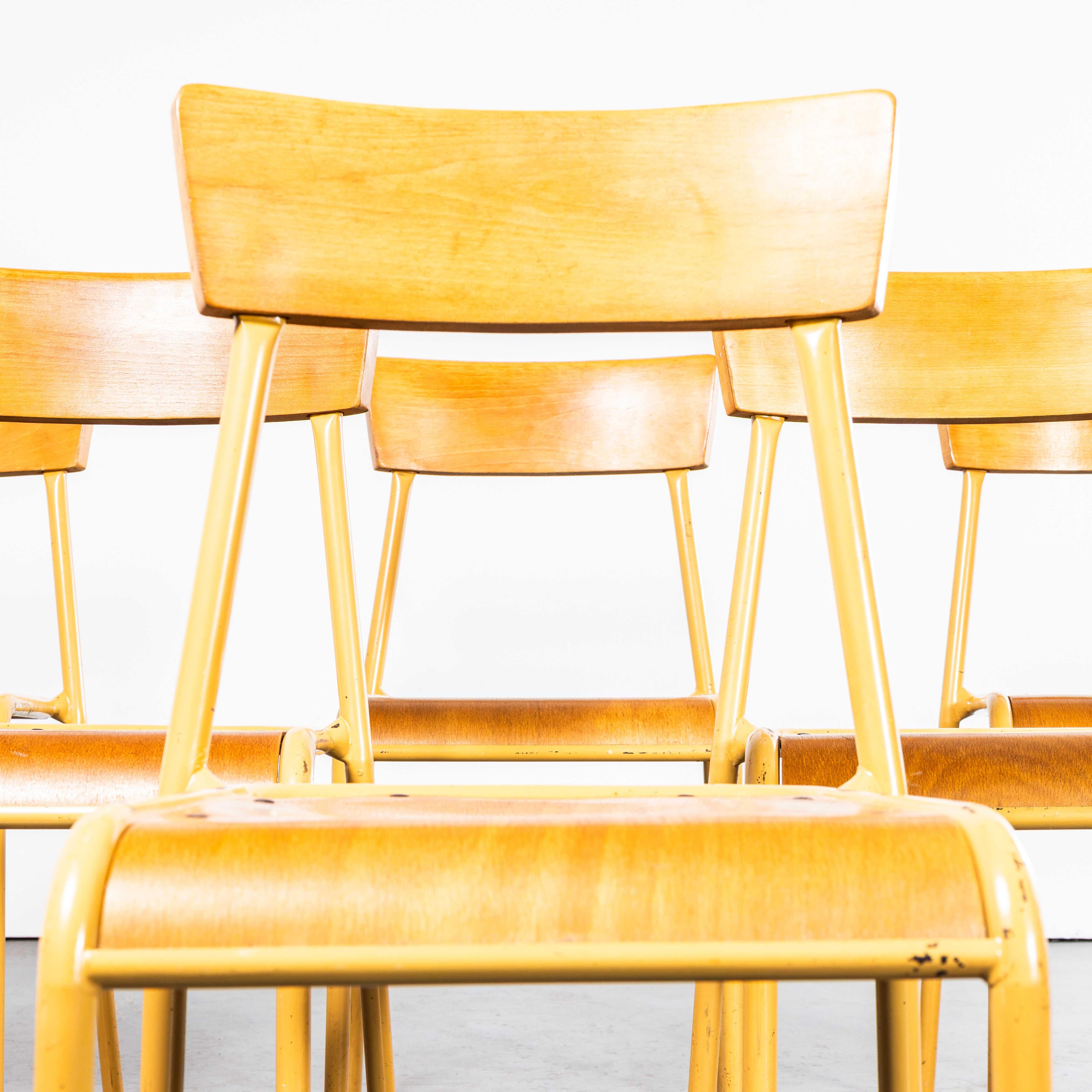 1950's French Mustard Stella Stacking Dining Chairs For Sale 2
