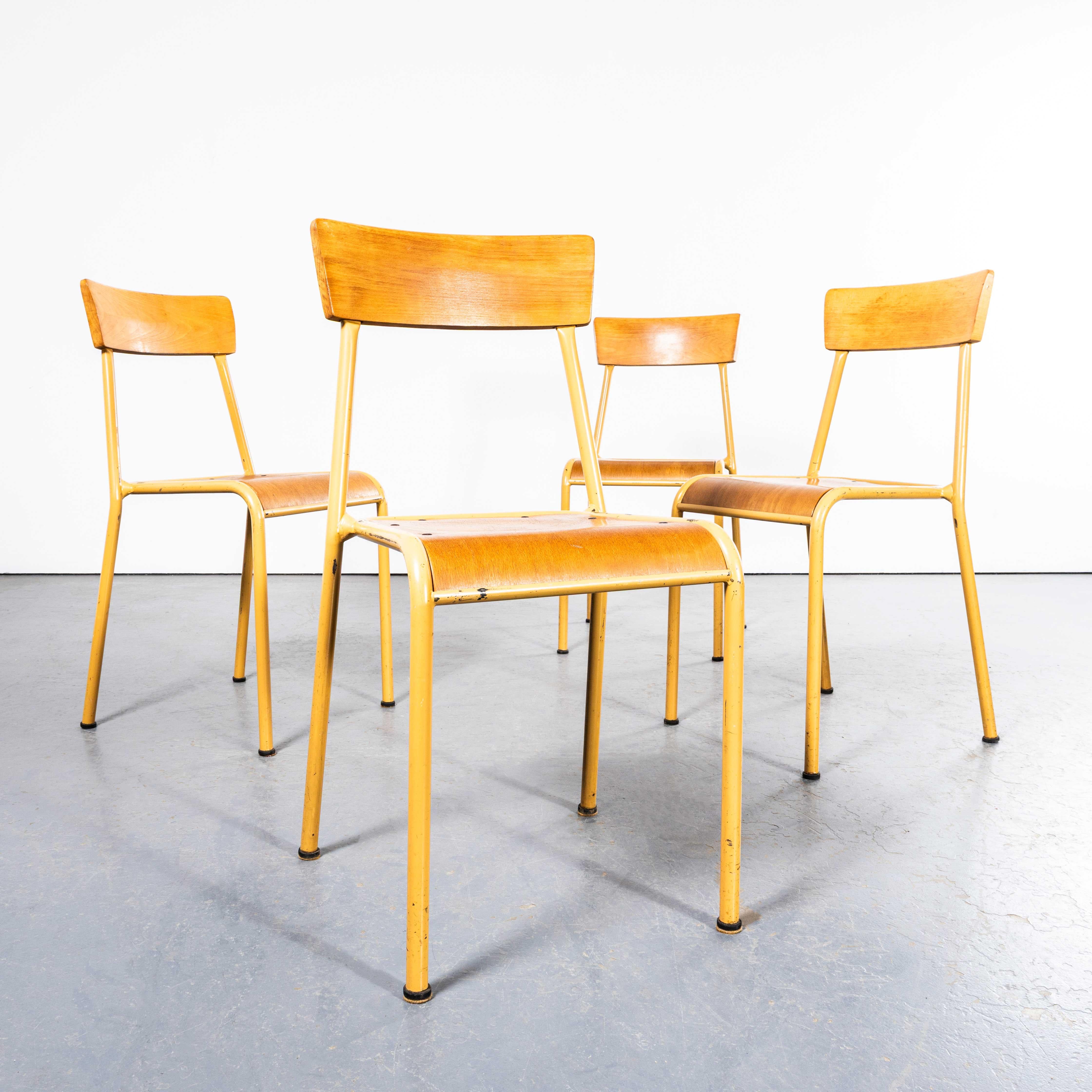 1950's French Mustard Stella Stacking Dining Chairs For Sale 3