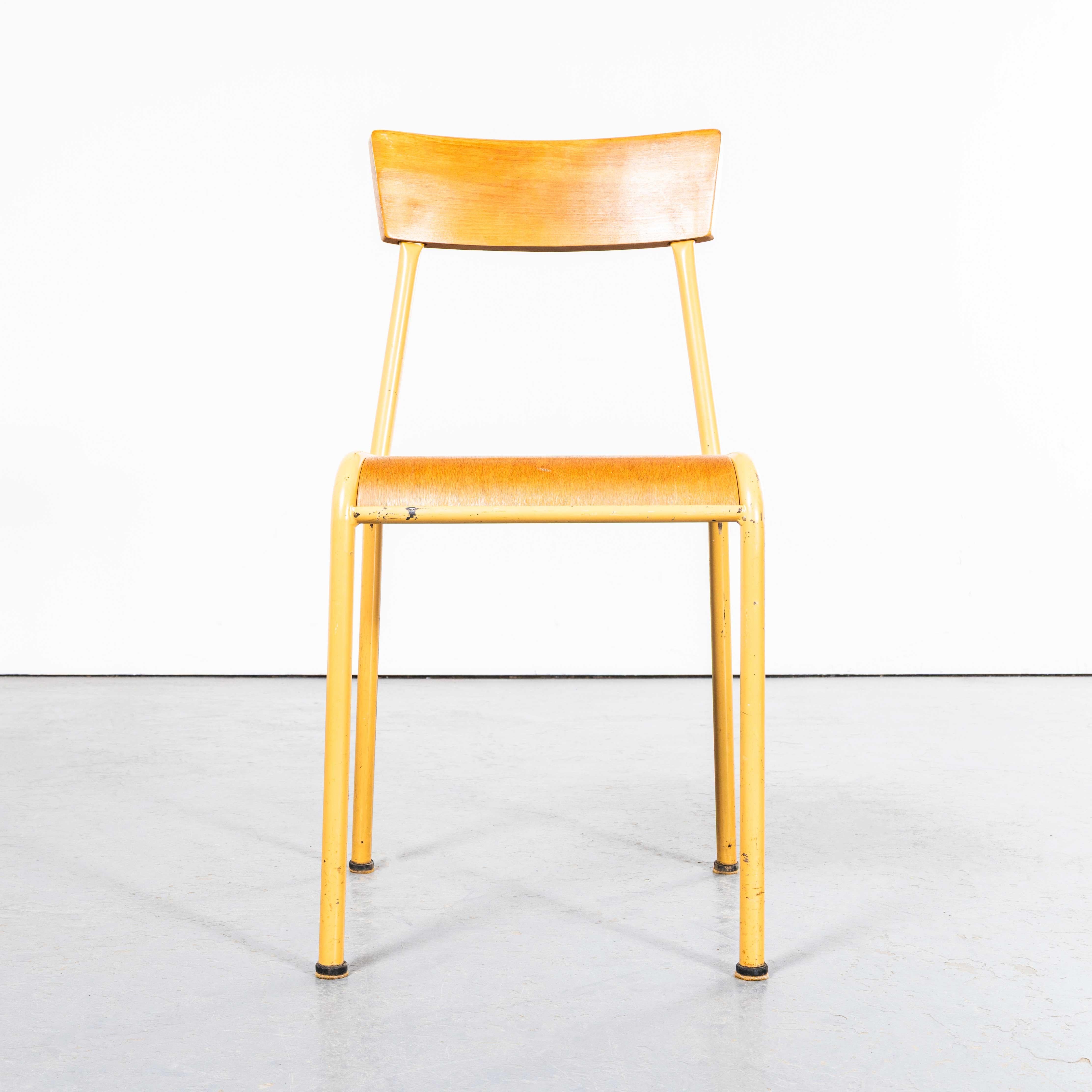 1950's French Mustard Stella Stacking Dining Chairs For Sale 4
