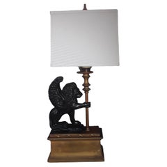 1950's French Neoclassical style "Winged Lion Holding Lamp"  Table Lamp
