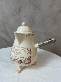 1950s French Niderviller Ceramic Chocolate Pot with Paris Comptoir Decoration