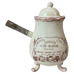 1950s French Niderviller Ceramic Chocolate Pot with Paris Comptoir Decoration