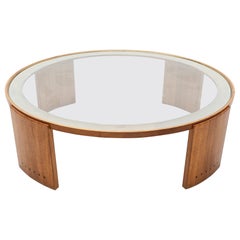 1950s French Oak and Glass Coffee Table with Elegant Details