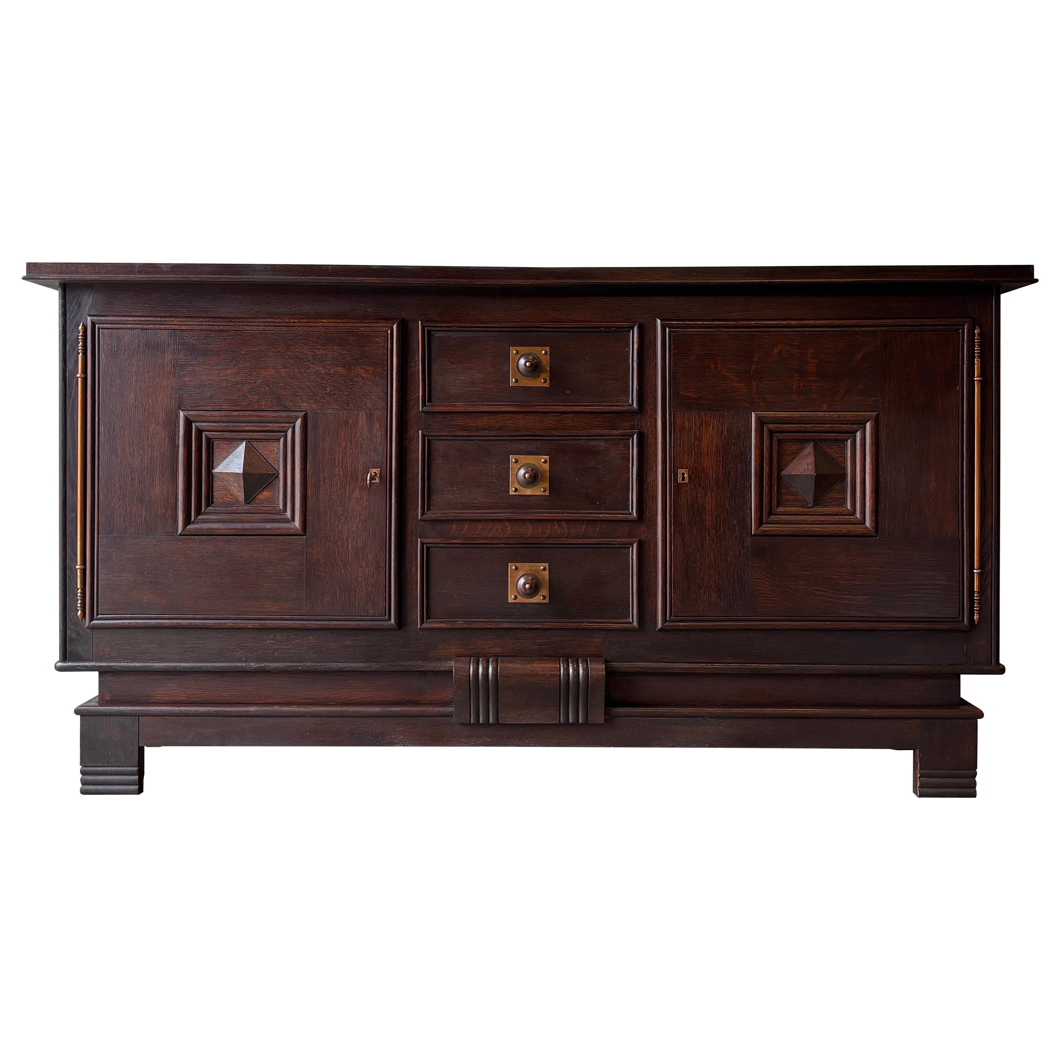 1950s French Oak Cabinet, Charles Dudouyt Style