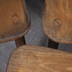 1950's French Oak Dining Chairs by Pierre Gautier-Delaye, Set of Six
