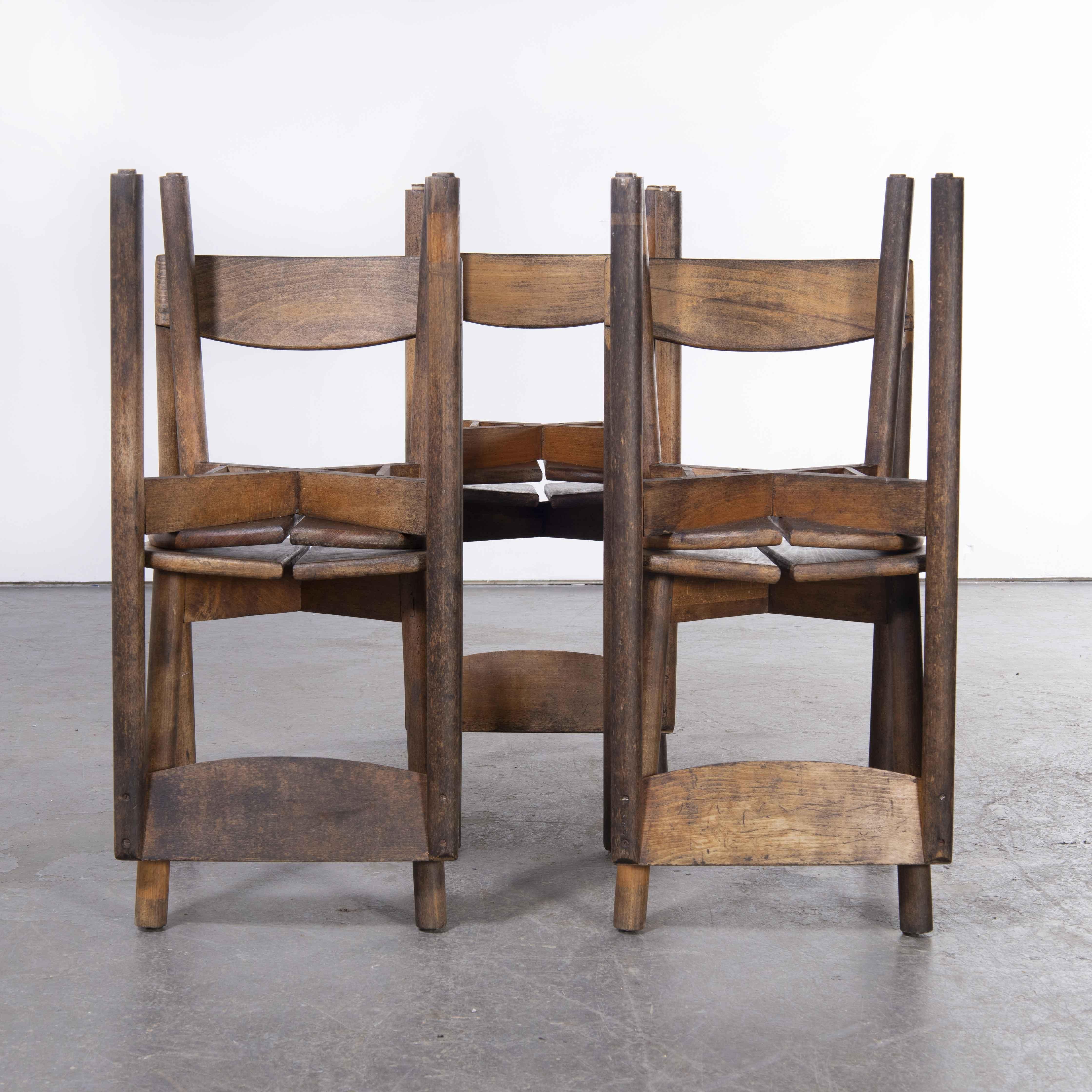 Mid-20th Century 1950's French Oak Dining Chairs by Pierre Gautier-Delaye, Set of Six
