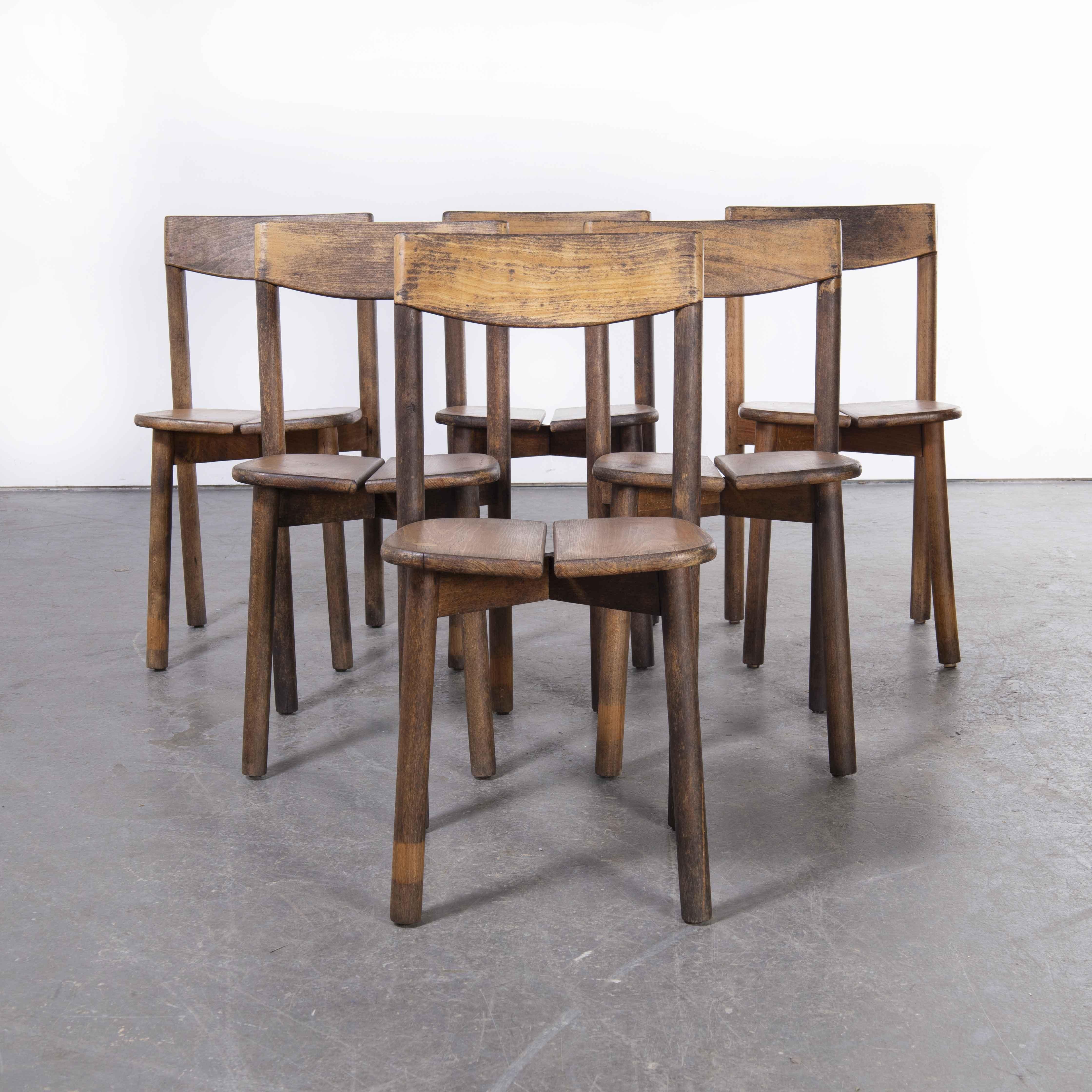 1950's French Oak Dining Chairs by Pierre Gautier-Delaye, Set of Six 1