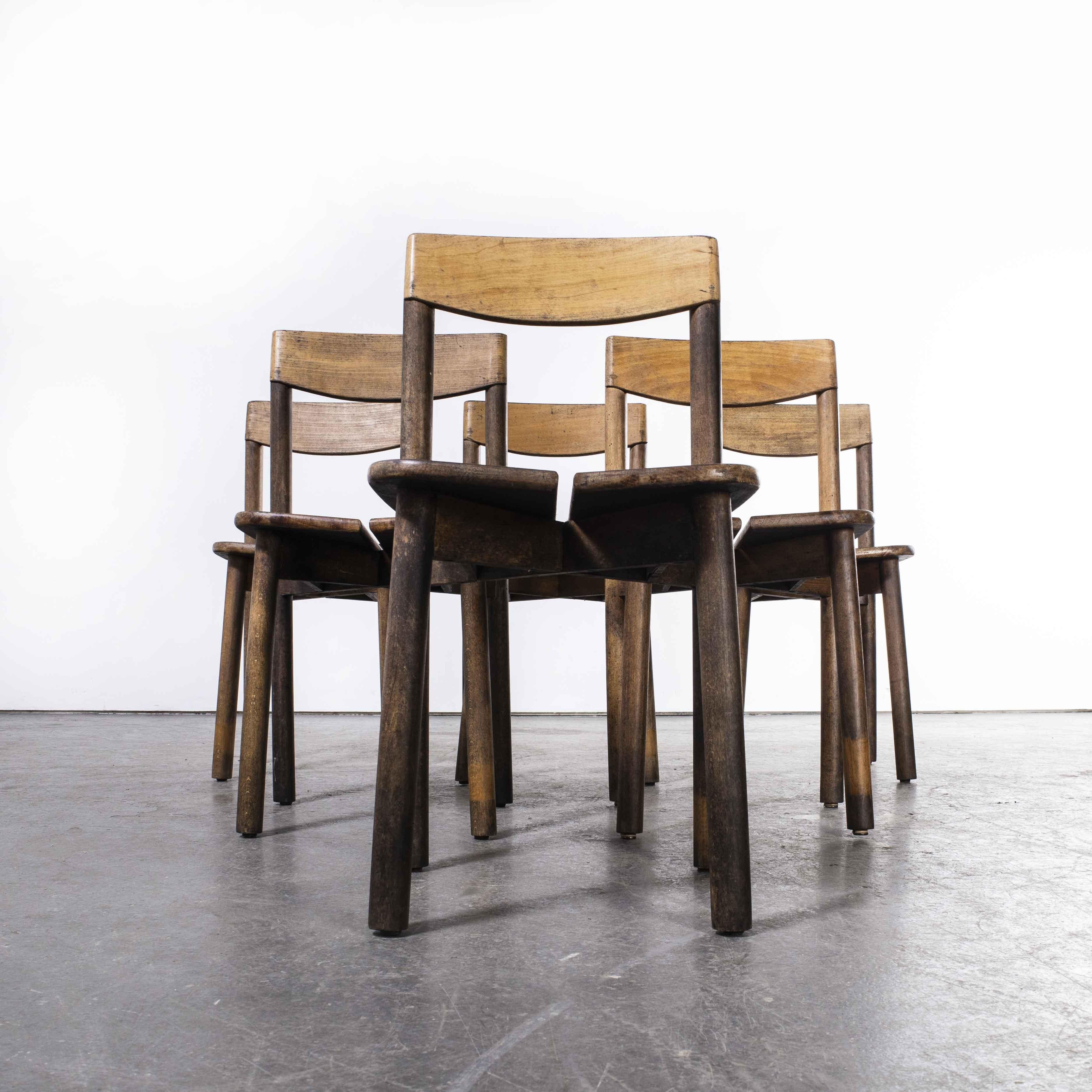 1950's French Oak Dining Chairs by Pierre Gautier-Delaye, Set of Six 'Model 66' 1