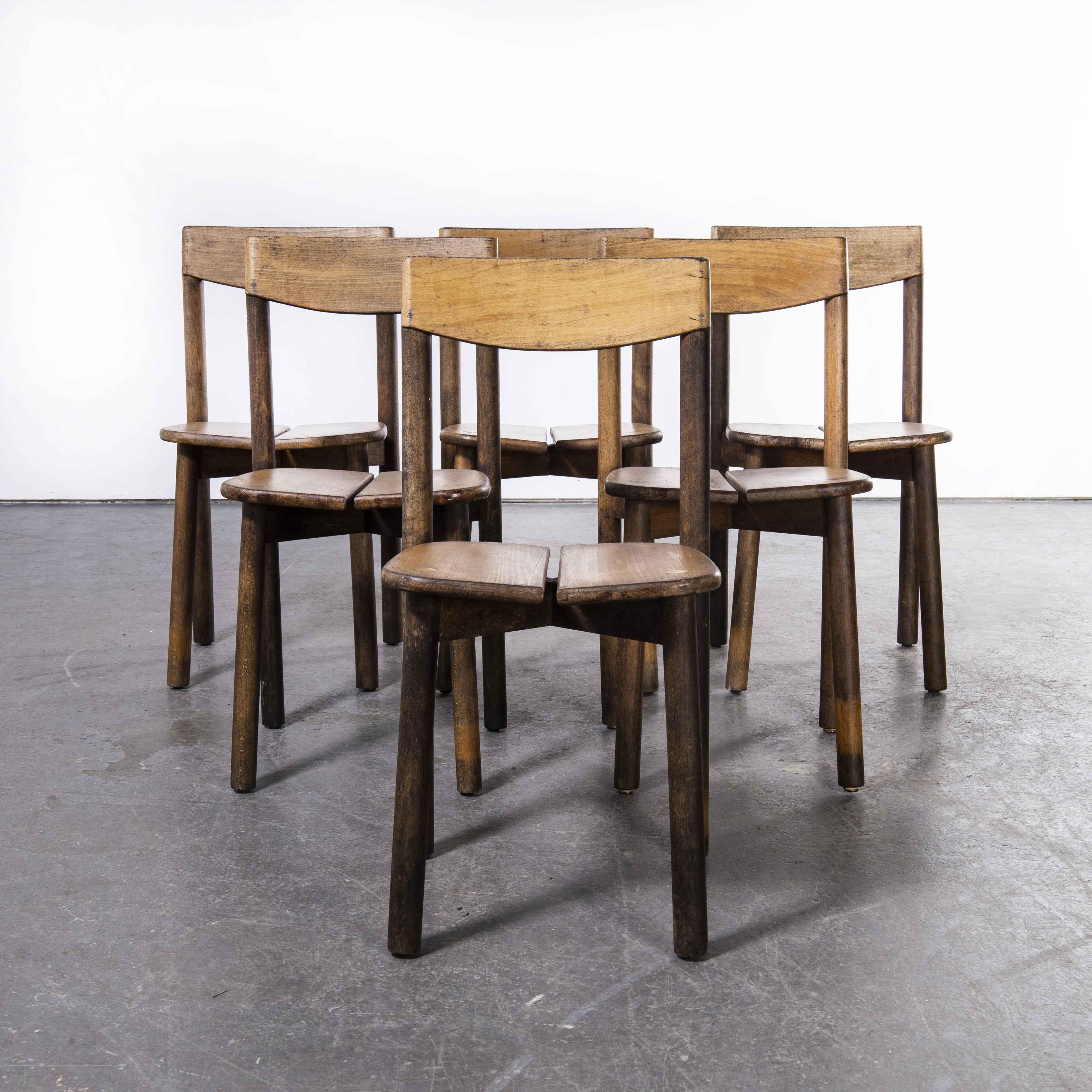 1950's French Oak Dining Chairs by Pierre Gautier-Delaye, Set of Six 'Model 66' 4