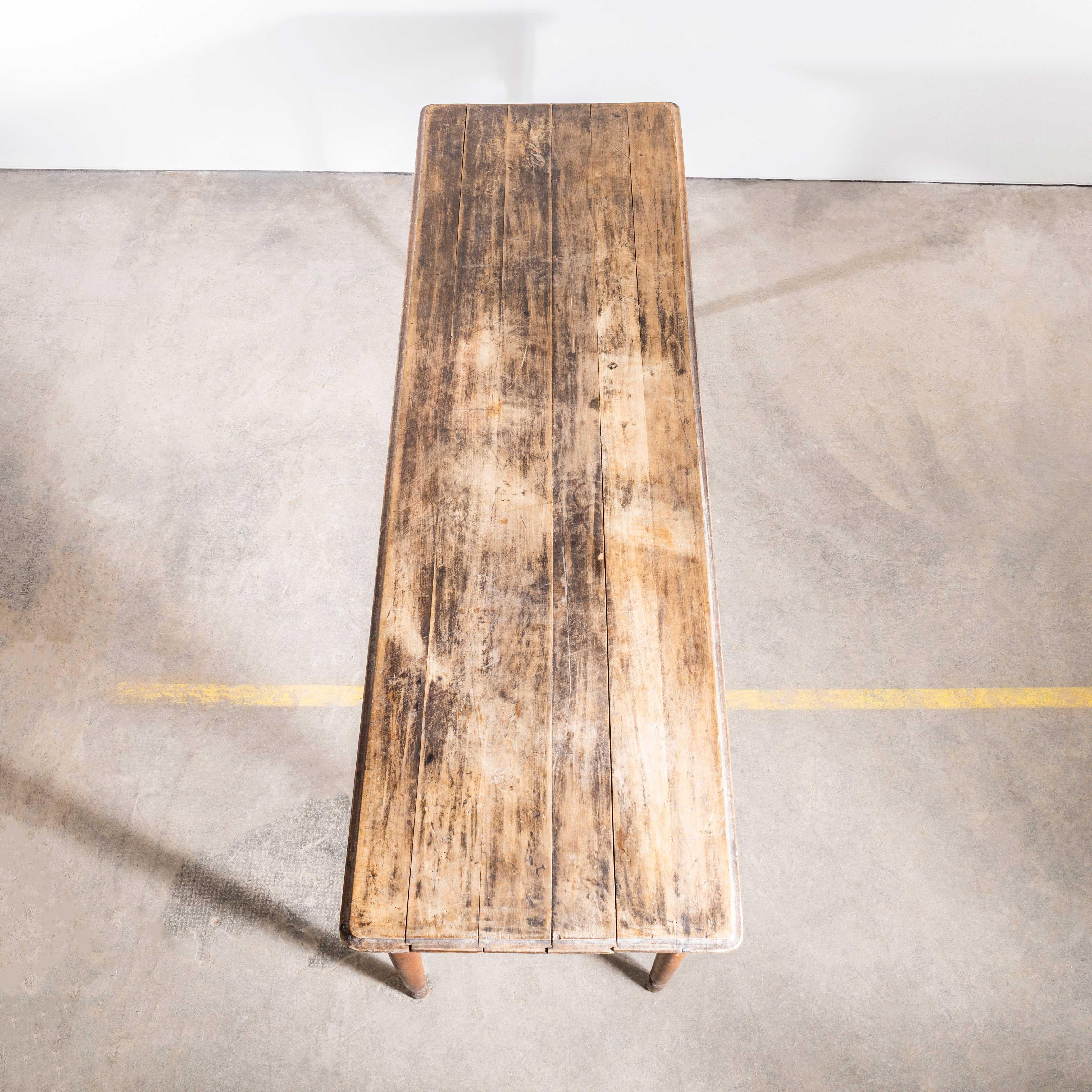 1950's French Oak Farmhouse Rectangular Dining Table For Sale 7