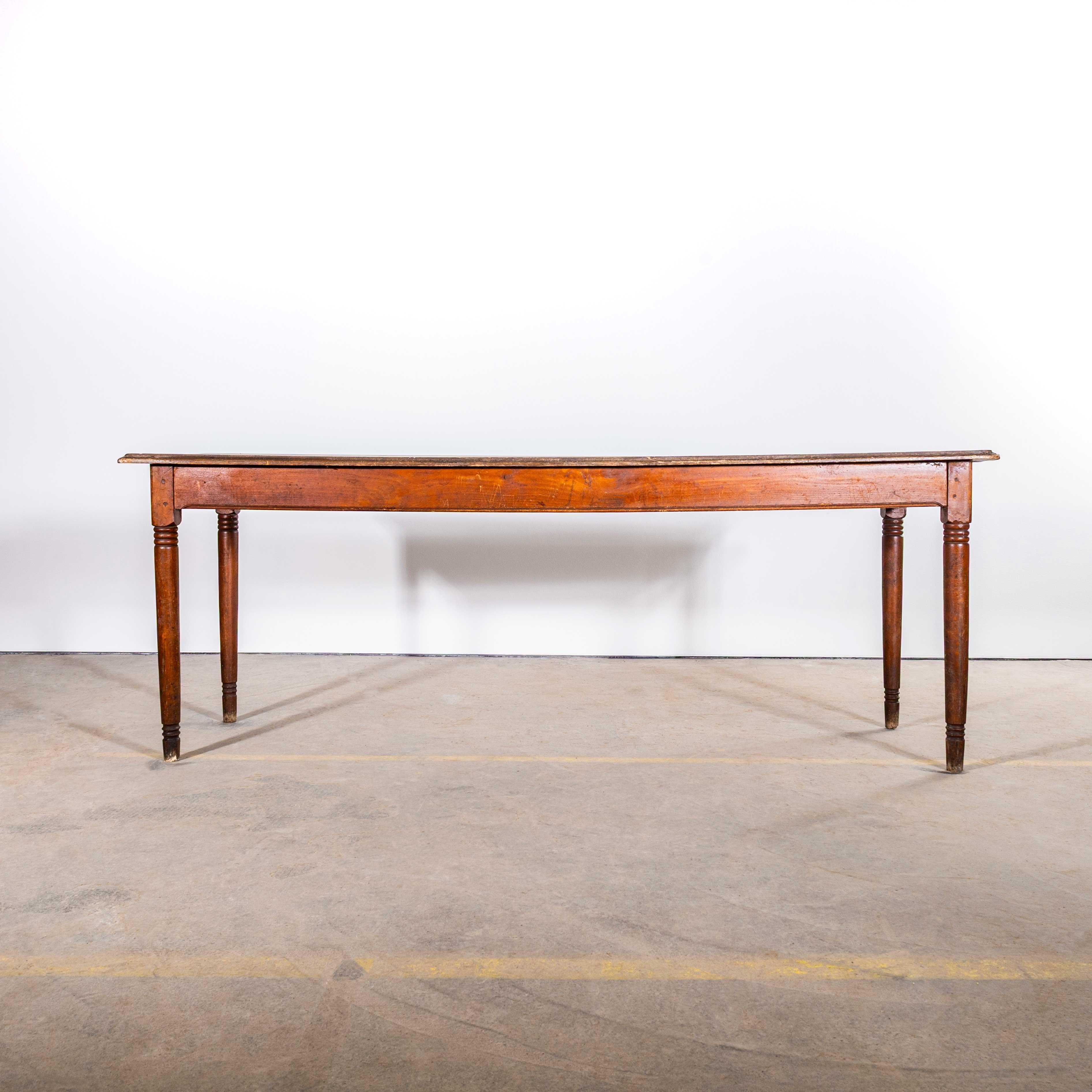 1950’s French Oak Farmhouse Rectangular Dining Table. 

Good honest French farmhouse table in a practical size made with oak throughout. The table is very well made with dowelled joints and well proportioned bobbin legs. Our workshop has serviced