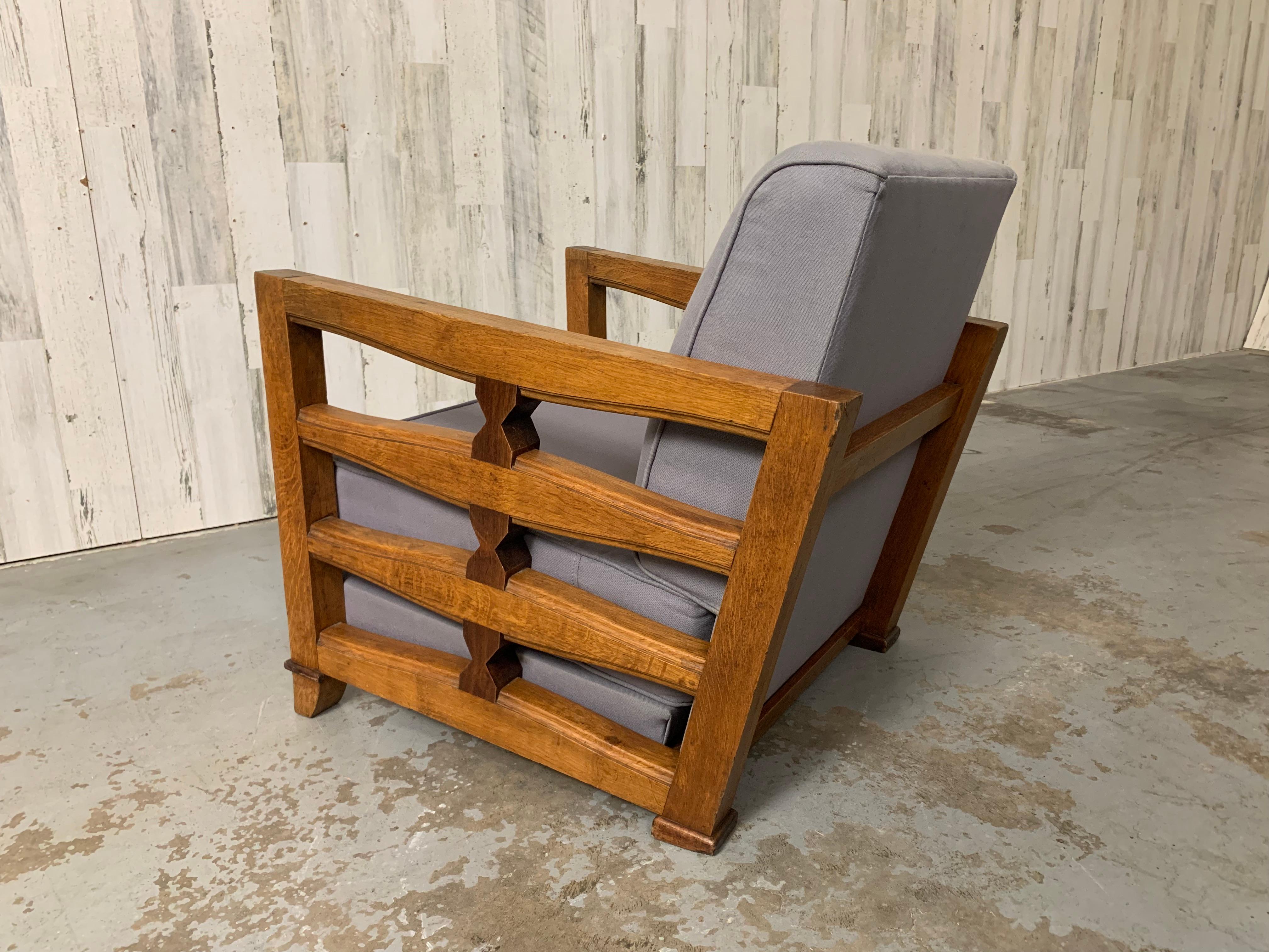 Mid-Century Modern 1950's French Oak Petite Lounge Chair For Sale