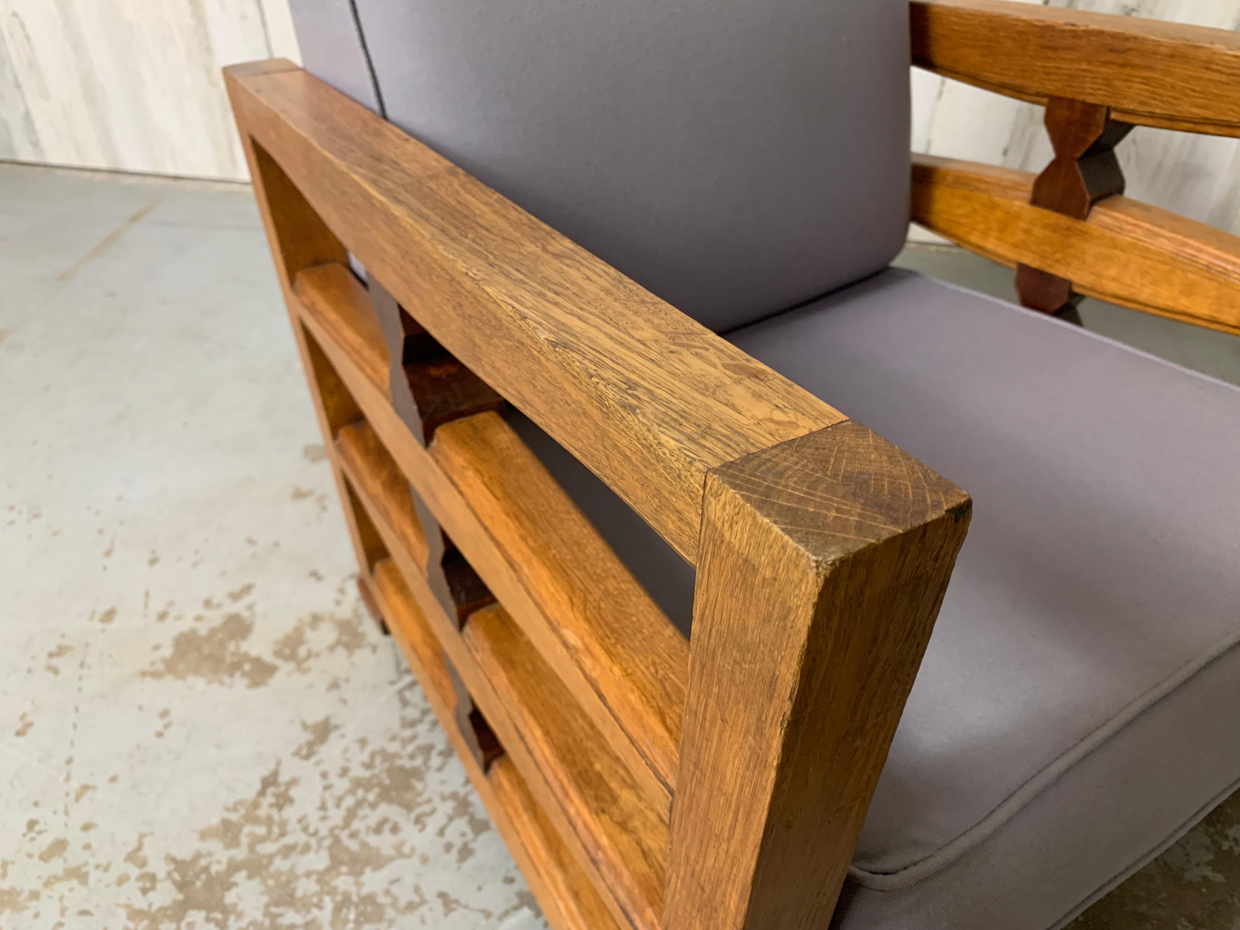 20th Century 1950's French Oak Petite Lounge Chair For Sale