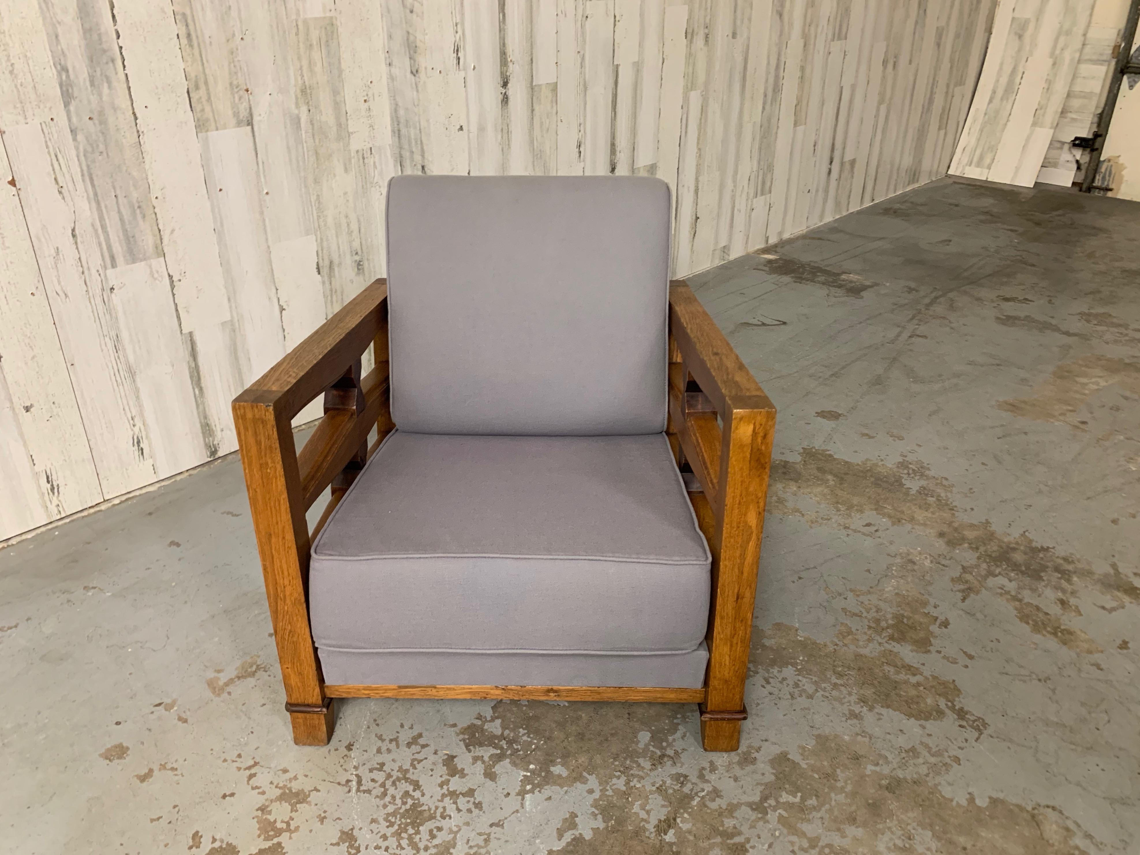 1950's French Oak Petite Lounge Chair For Sale 1