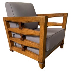 Chaise longue en chêne français des années 50