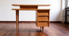 1950s French oak writing desk
