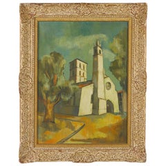Vintage 1950s French Oil on Canvas