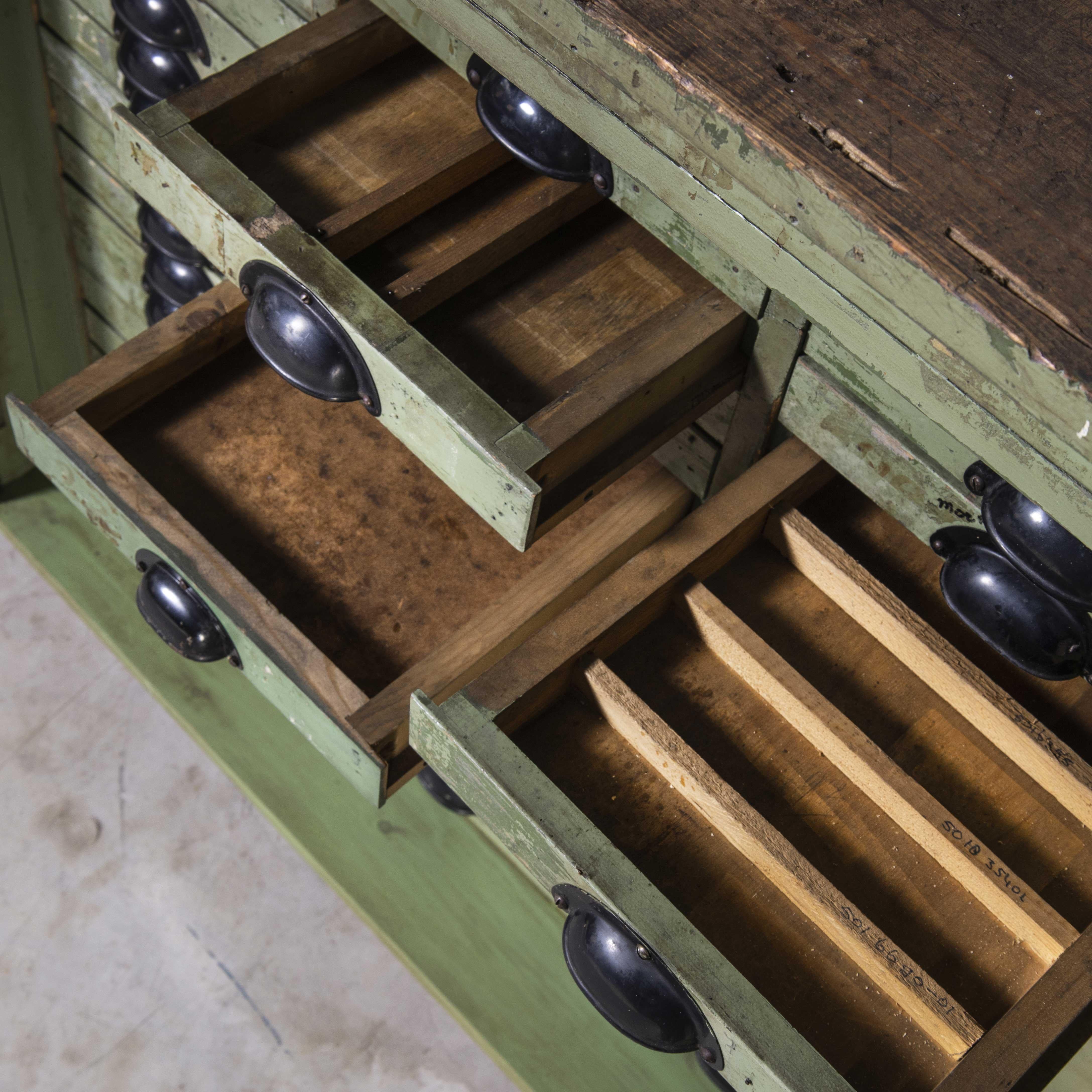 1950's French Original Workshop Multidrawer Cabinet, Green Model 10941 For Sale 5