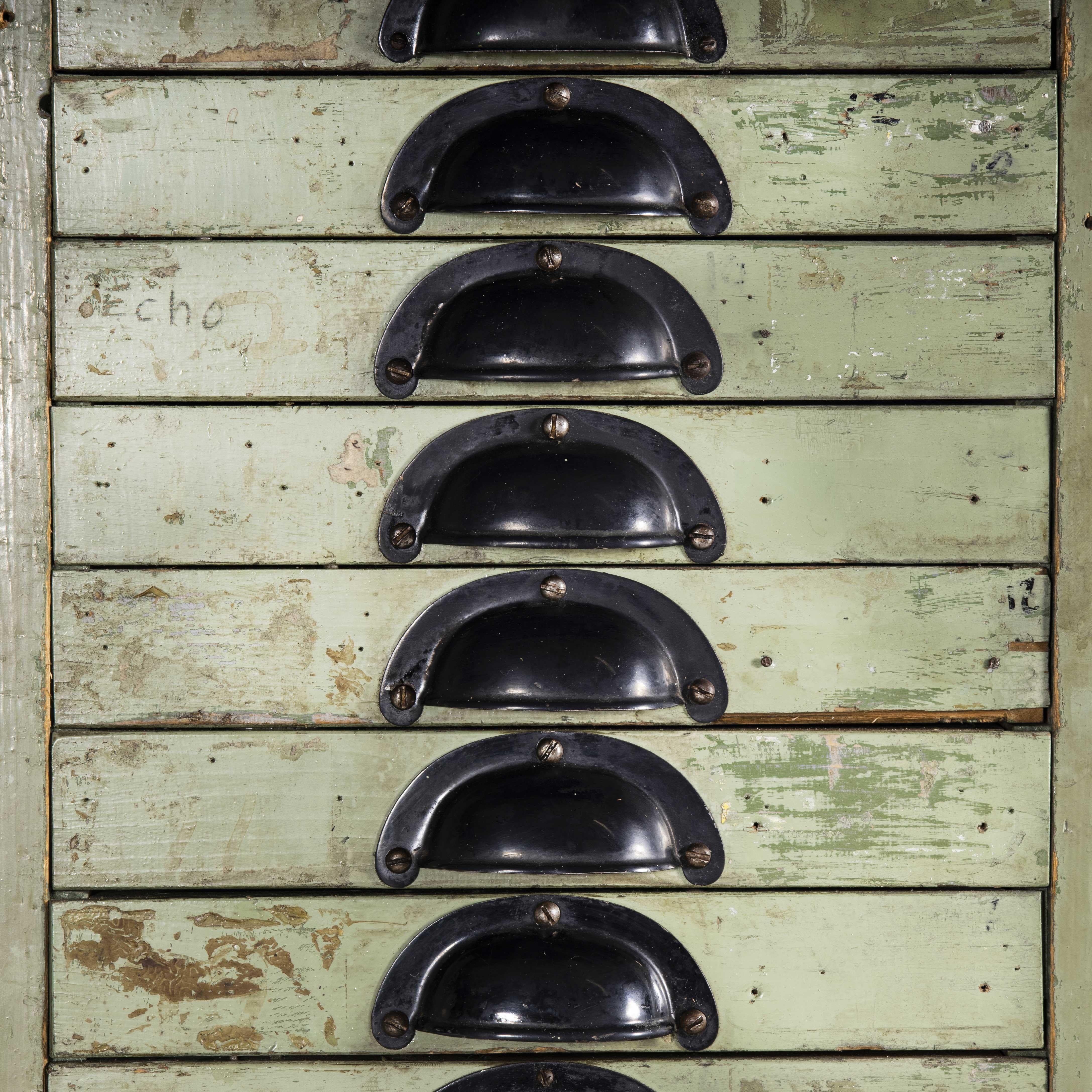 1950's French Original Workshop Multidrawer Cabinet, Green Model 10941 2