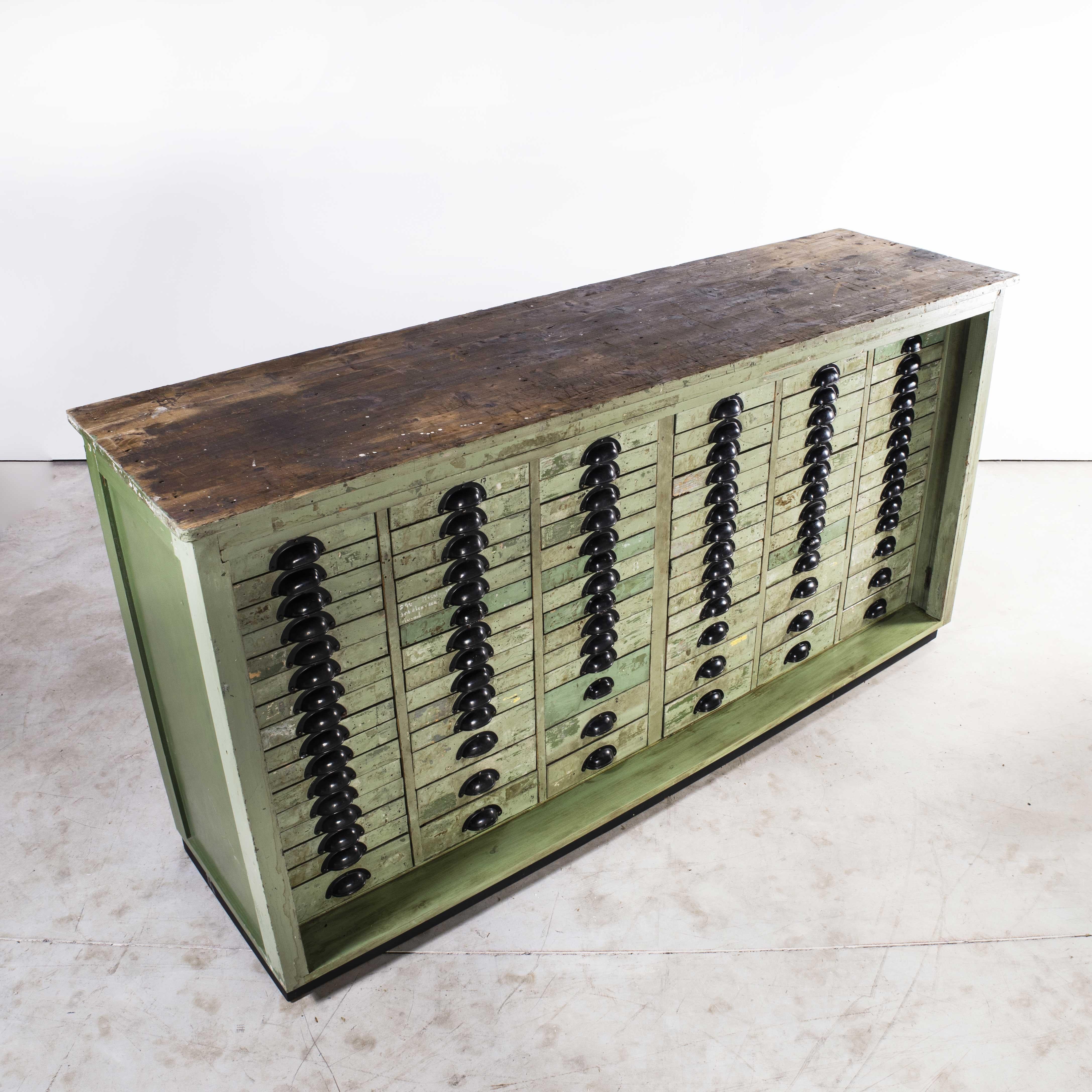 1950's French Original Workshop Multidrawer Cabinet, Green Model 10941 For Sale 4