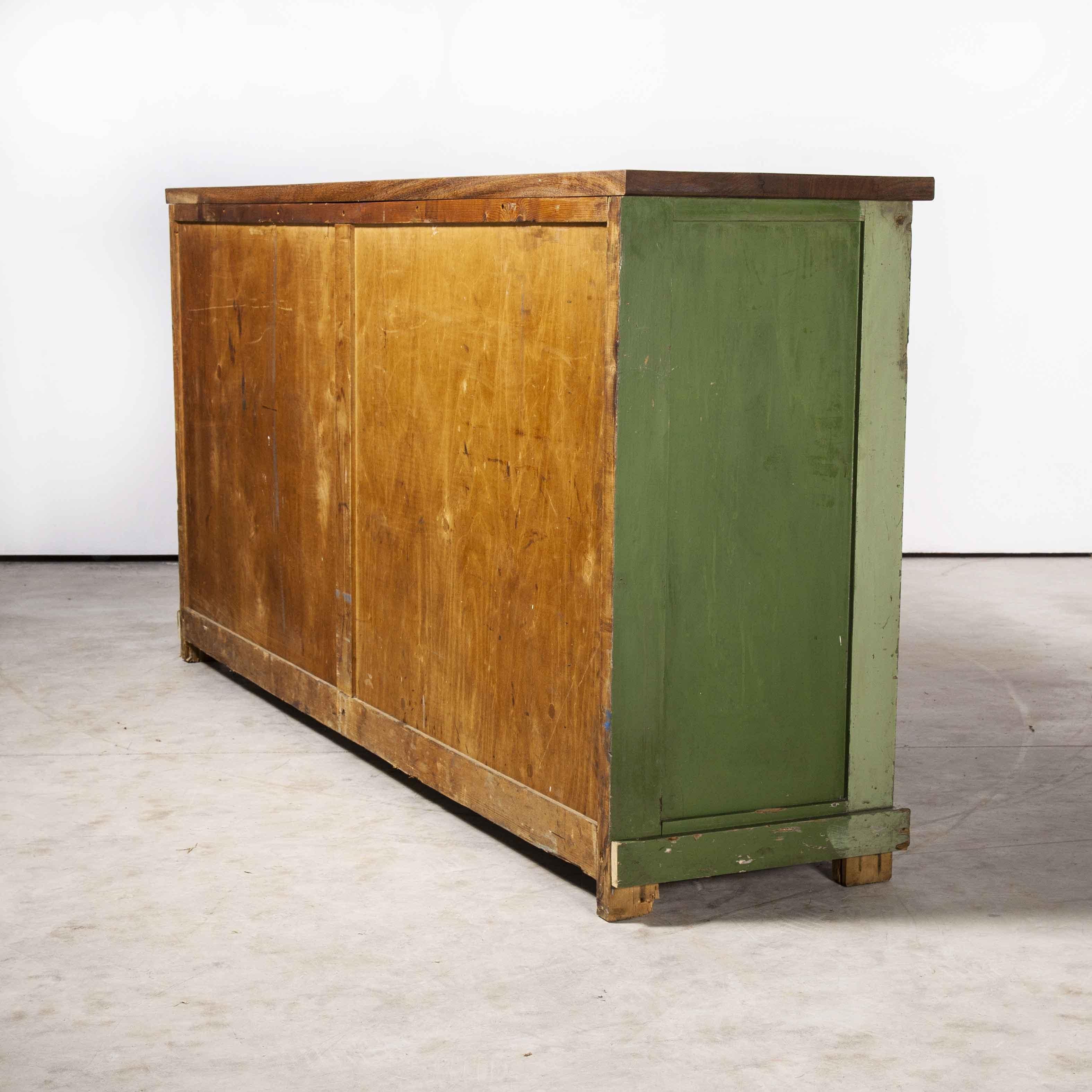 1950's French Original Workshop Multidrawer Cabinet, Industrial Green 10