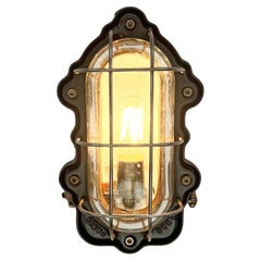 1950's French Oval Black Cast Steel Bulkhead Light by Perfeclair of Paris