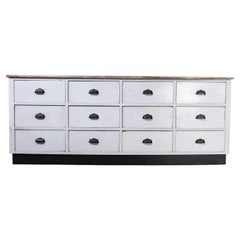 1950
s French Painted Pine Chest of Drawers, Twelve Drawer