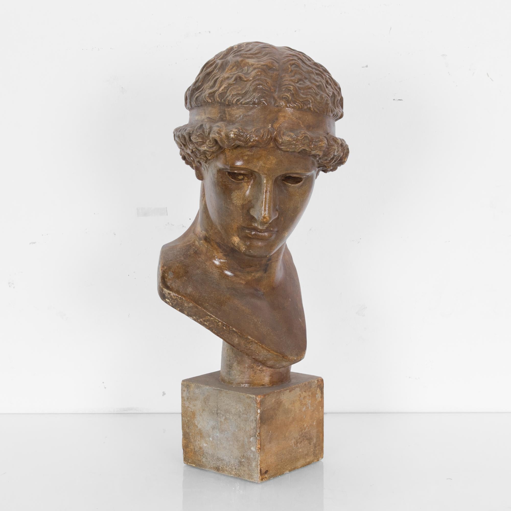 Neoclassical 1950s French Painted Plaster Bust