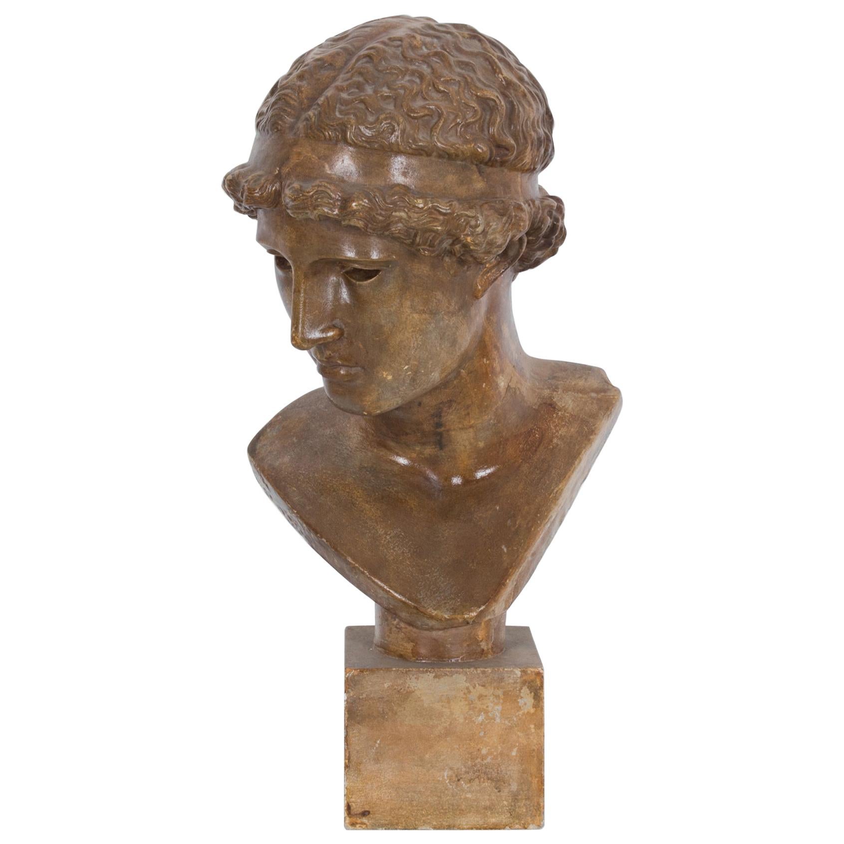 1950s French Painted Plaster Bust