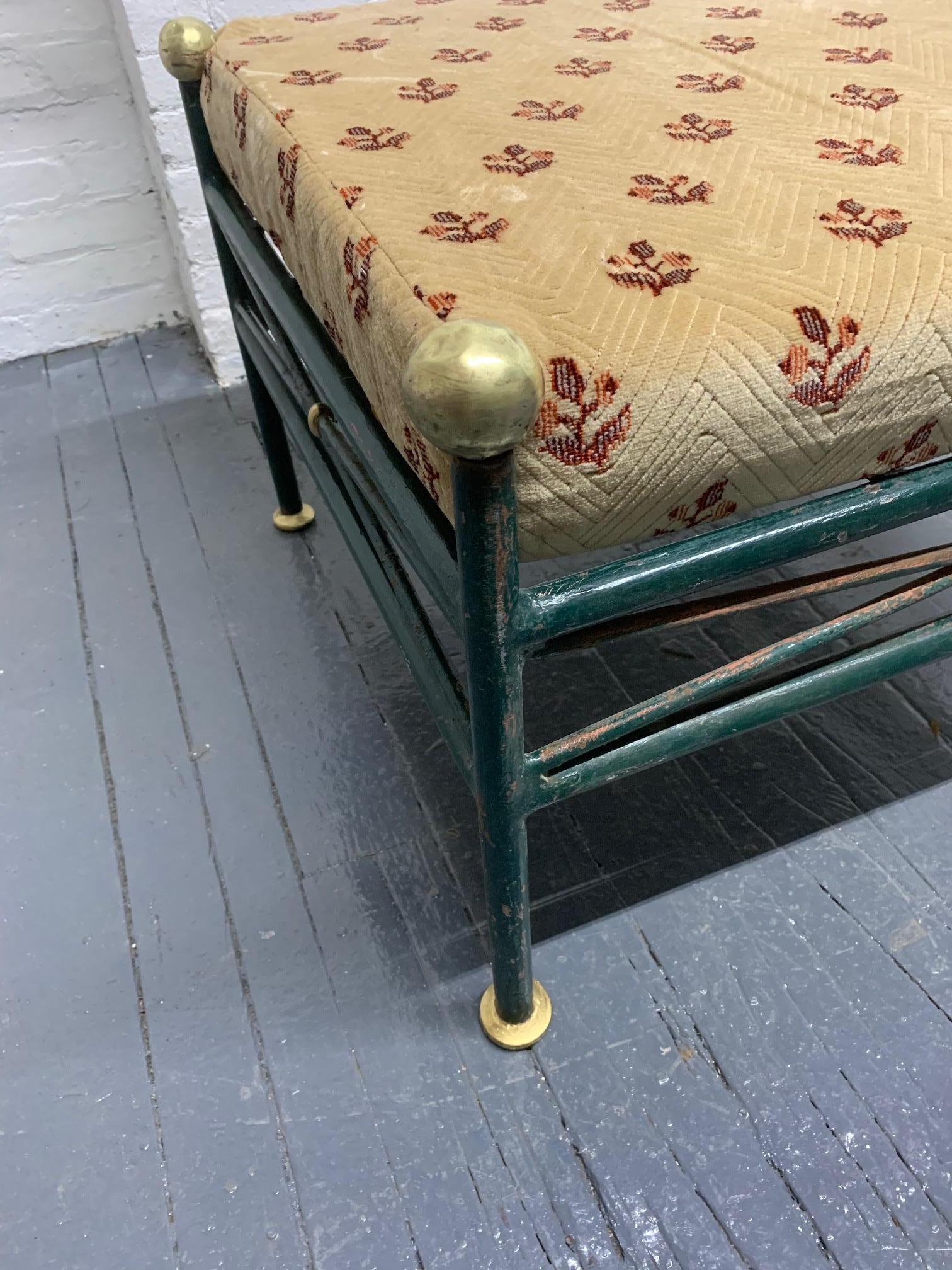 Mid-20th Century 1950s French Painted Wrought Iron Bench For Sale