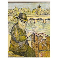 1950's French Painting Signed The Busker