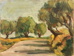 1950's French Impressionist Oil - Sunlit Provencal Country Road