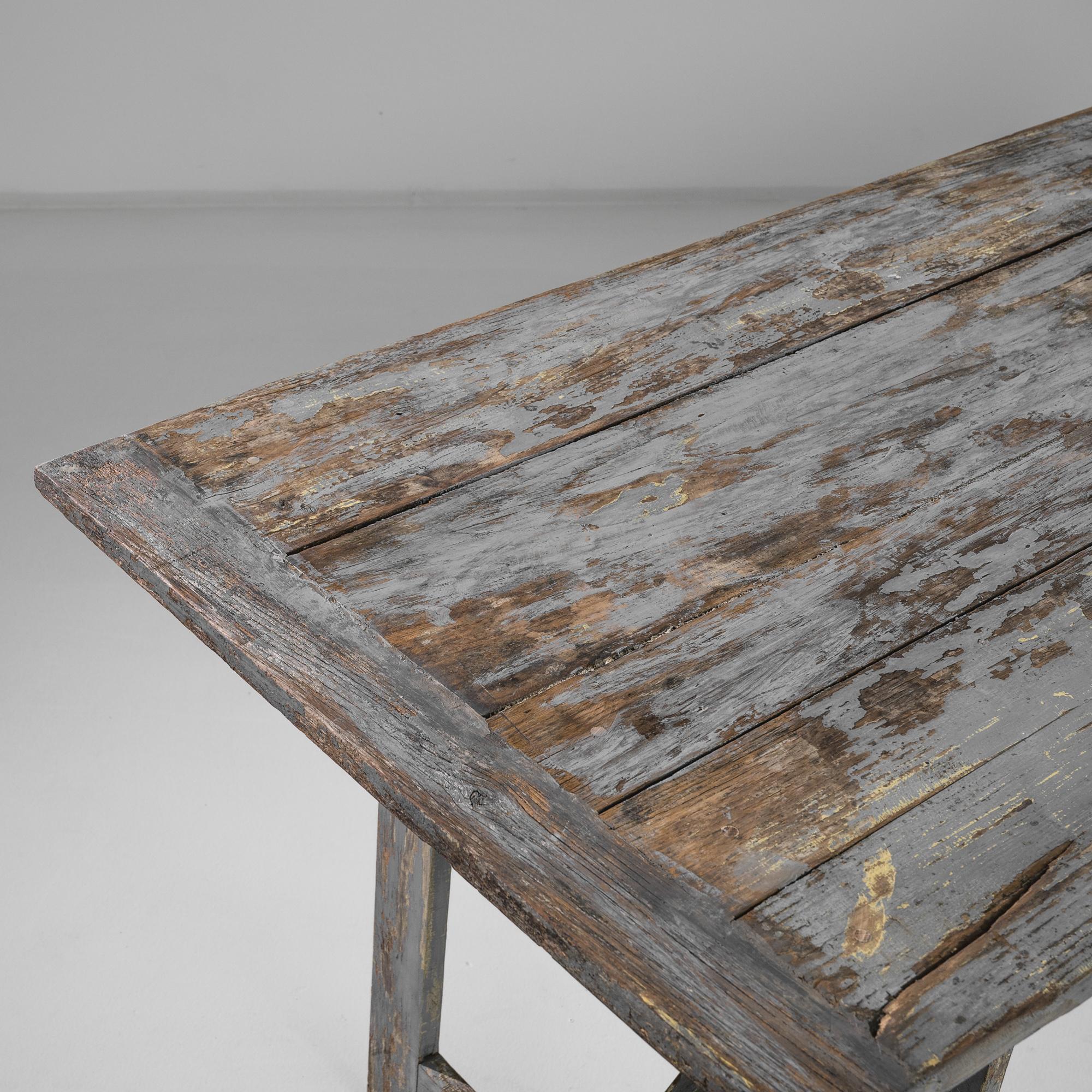 1950s French Patinated Folding Table In Good Condition In High Point, NC