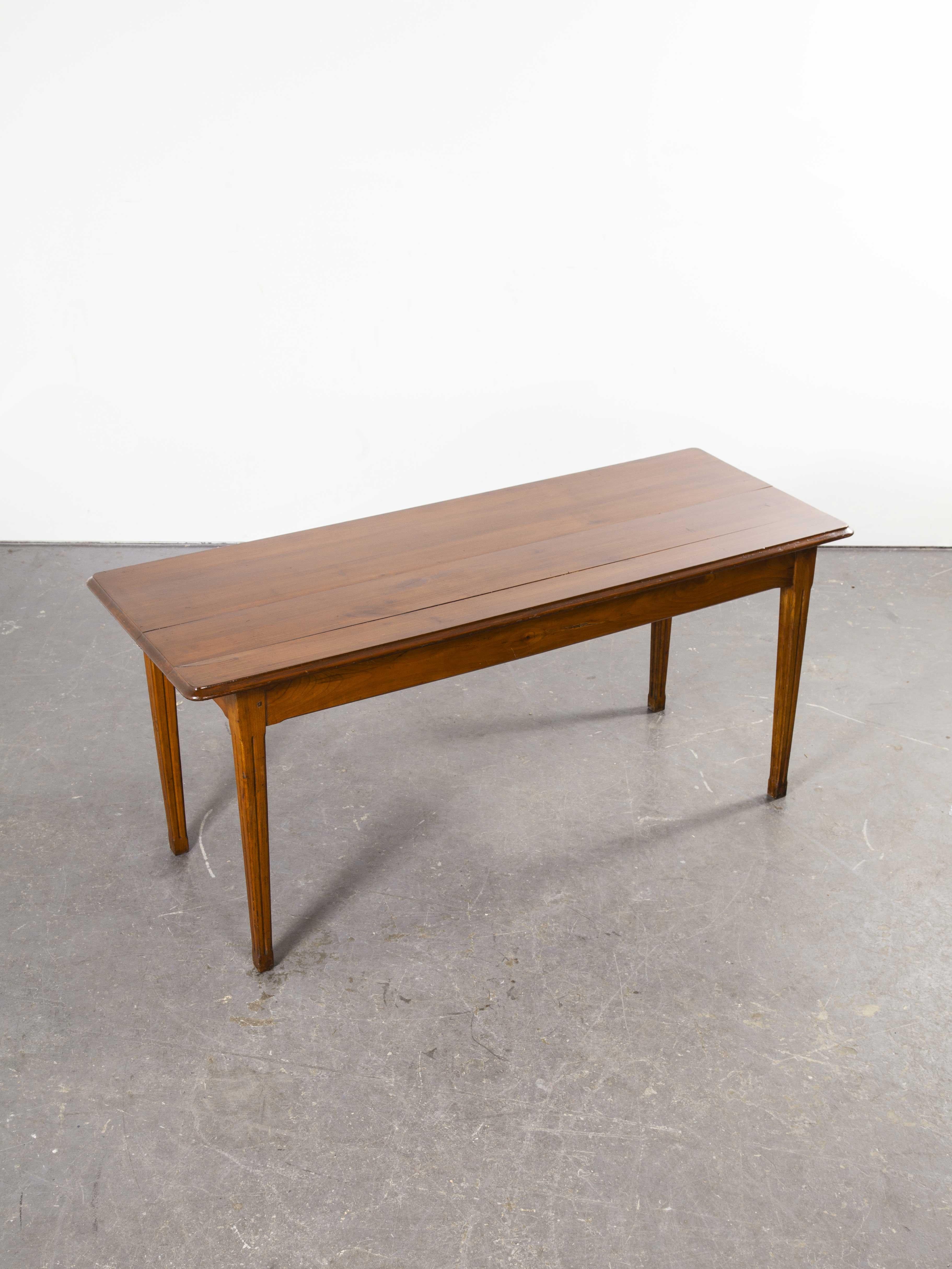 1950s French pear wood rectangular dining table (Model 3)

1950s French pear wood rectangular dining table. Sourced in Alsace this is a good honest solid pear wood rectangular dining table. Good proportions and good detail on the tops and with