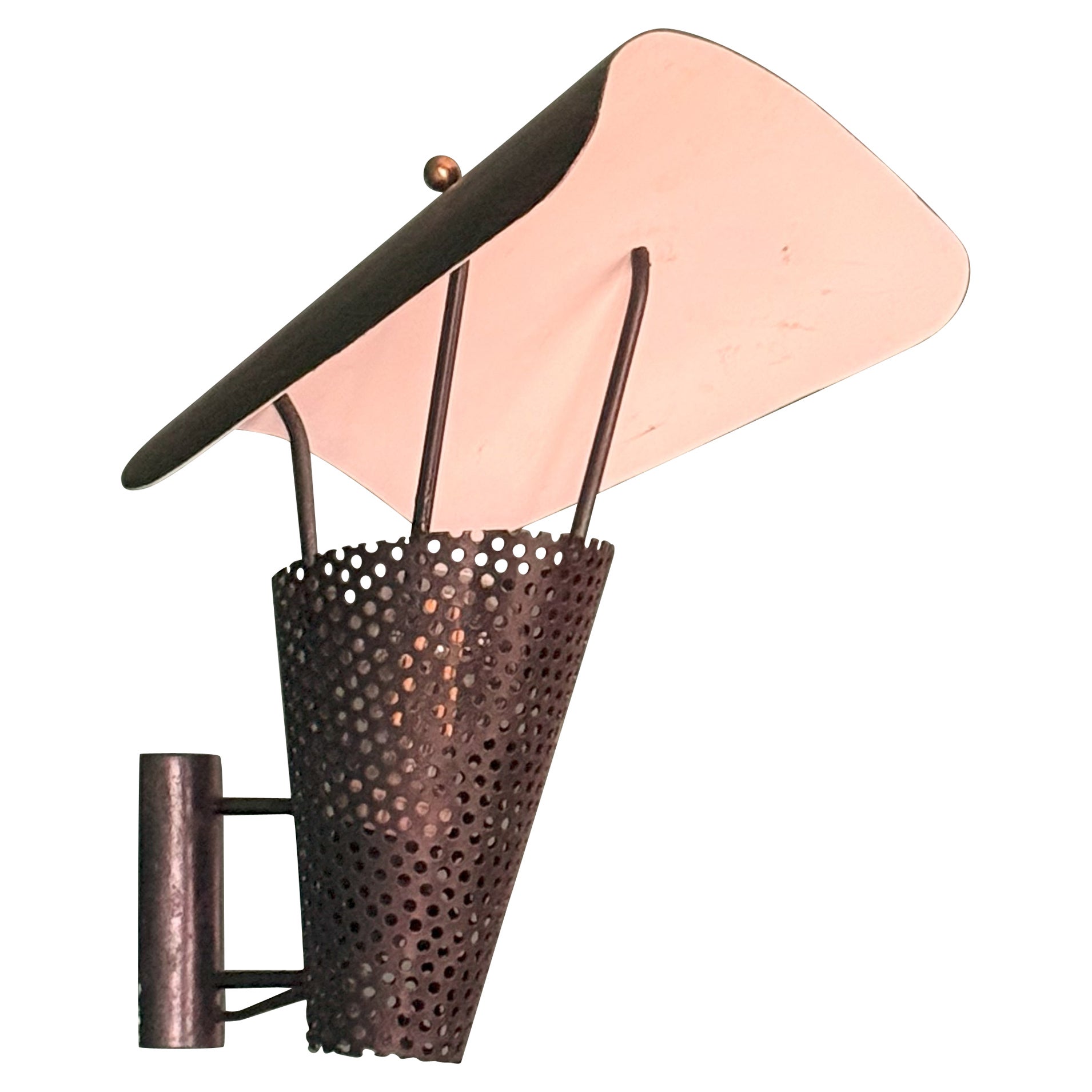 1950s French Perforated Metal Sconces Wall Lights by Jacques Biny, France For Sale