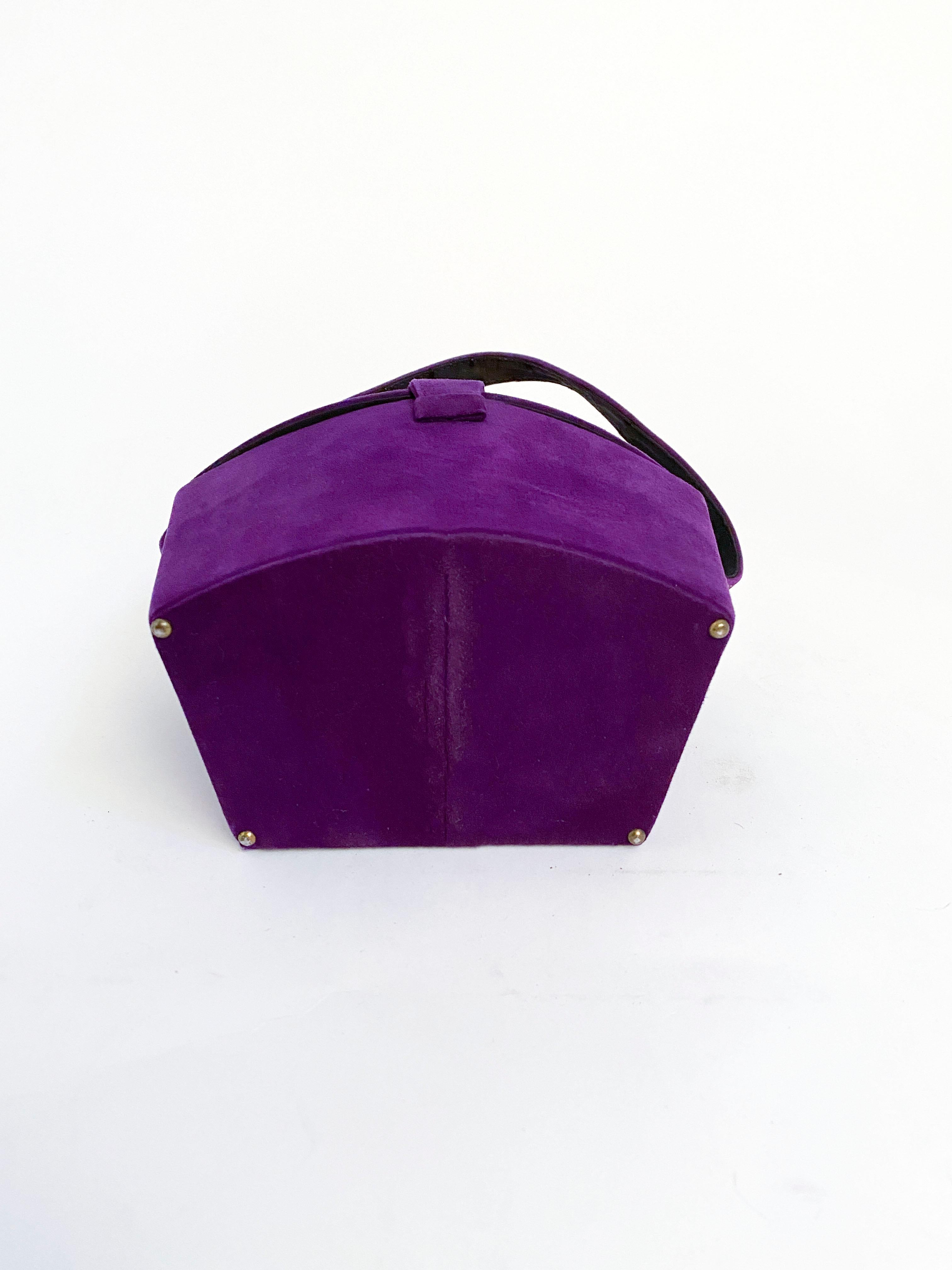 1950s French Perma-suede Purple Hand Bag 1