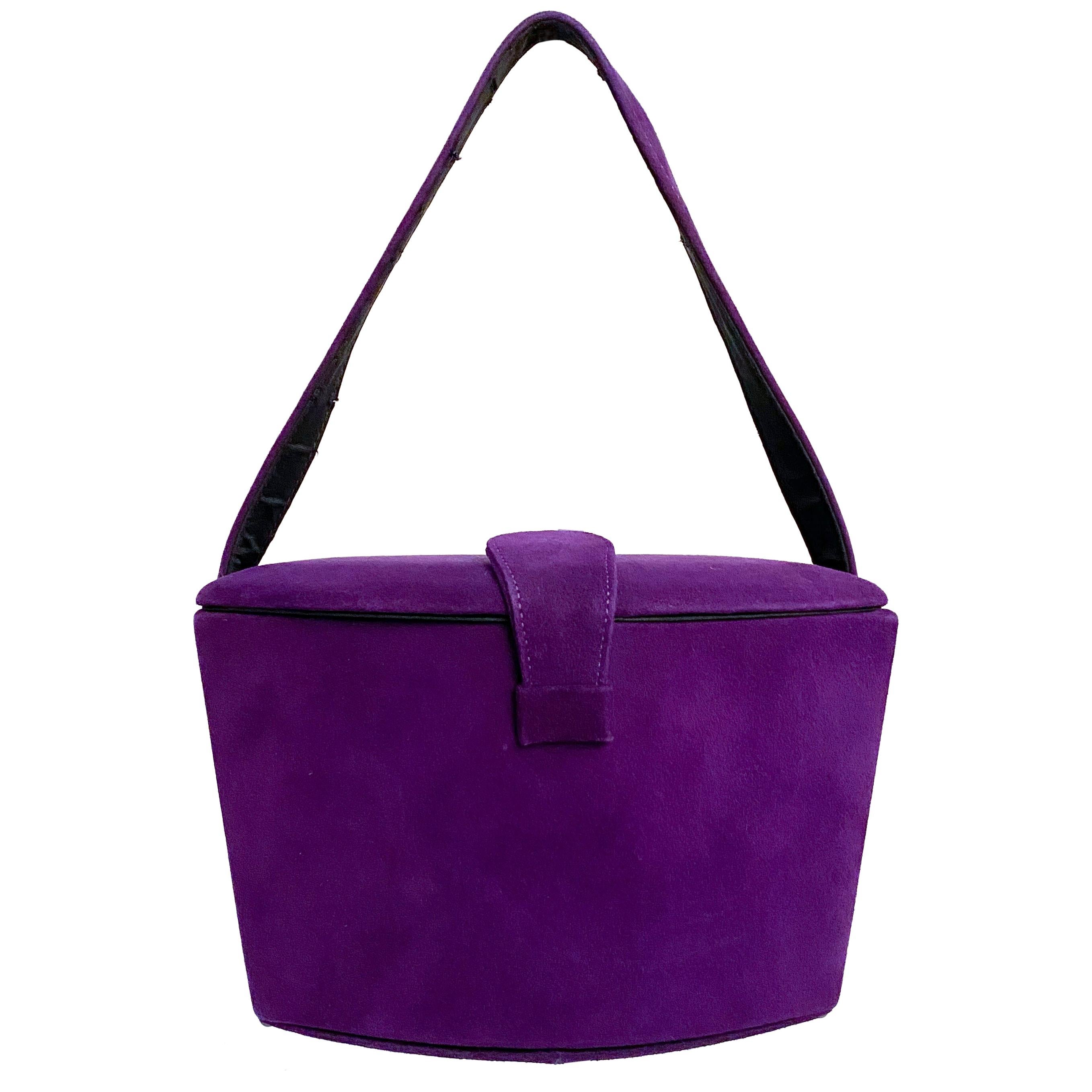 1950s French Perma-suede Purple Hand Bag