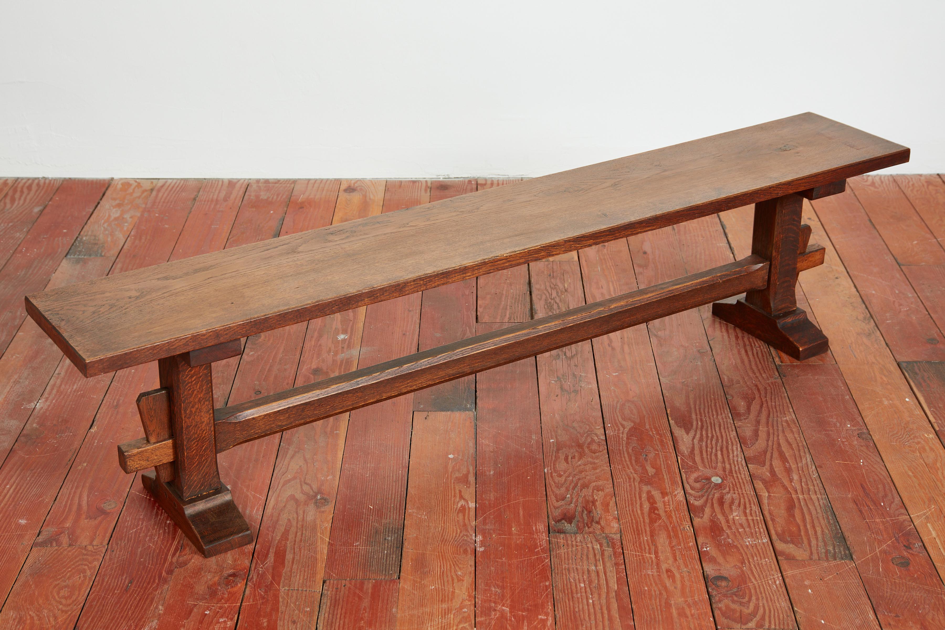 1950's French Plank Bench  In Good Condition For Sale In Beverly Hills, CA
