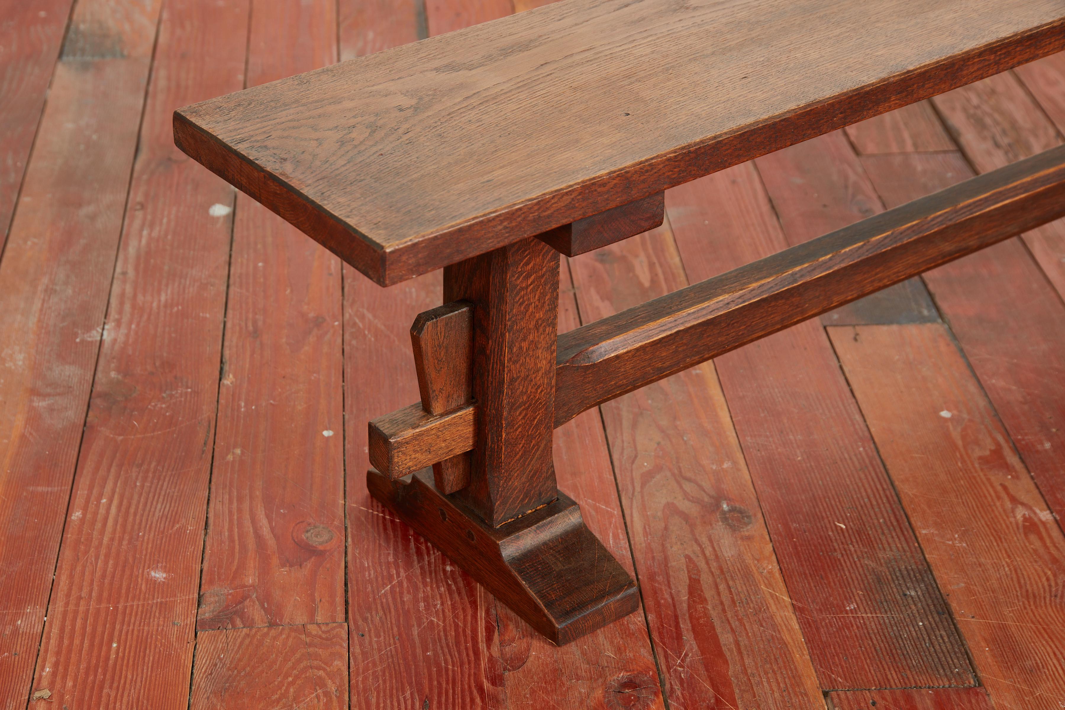 Oak 1950's French Plank Bench  For Sale