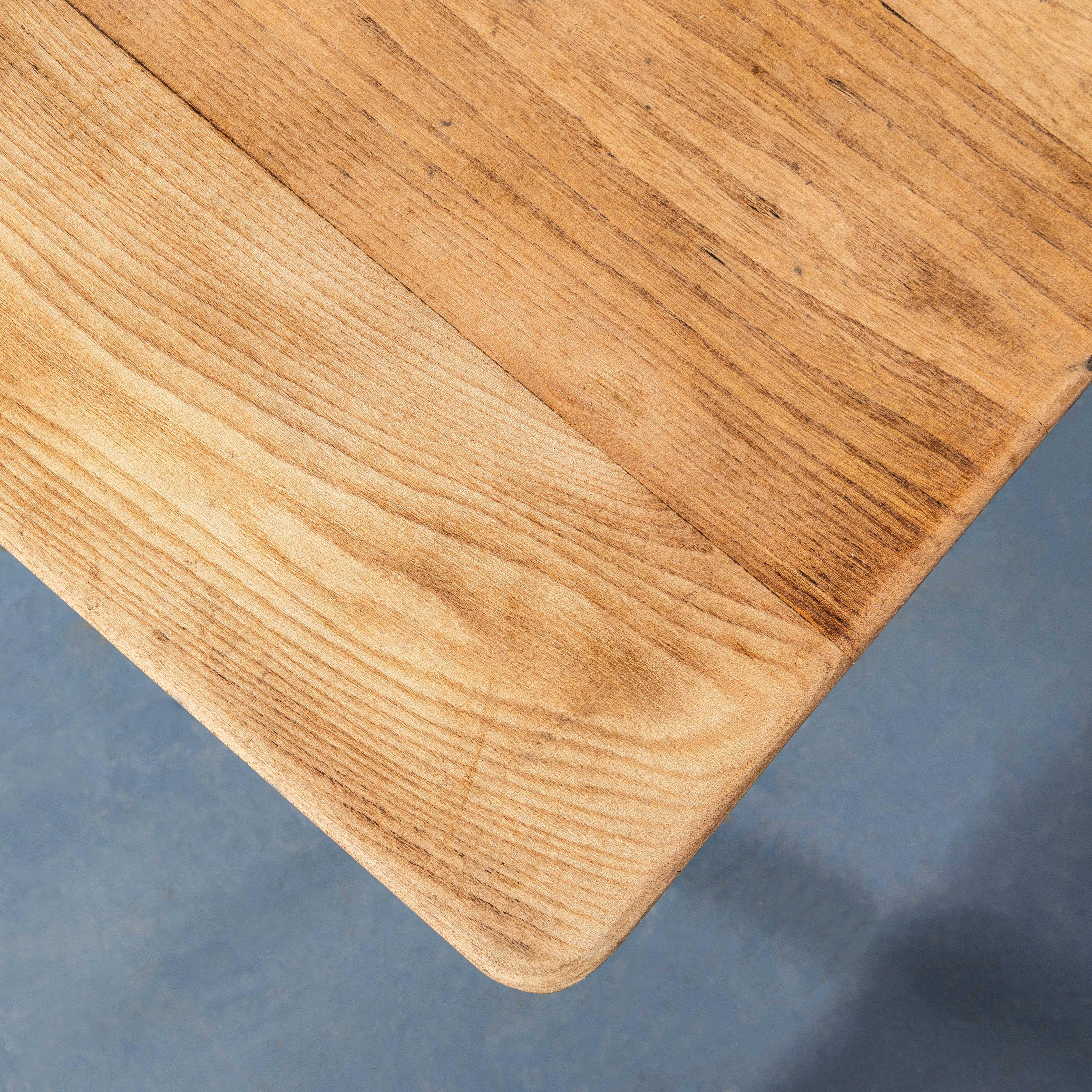 1950's French Planked Top Pine Farmhouse Table For Sale 6