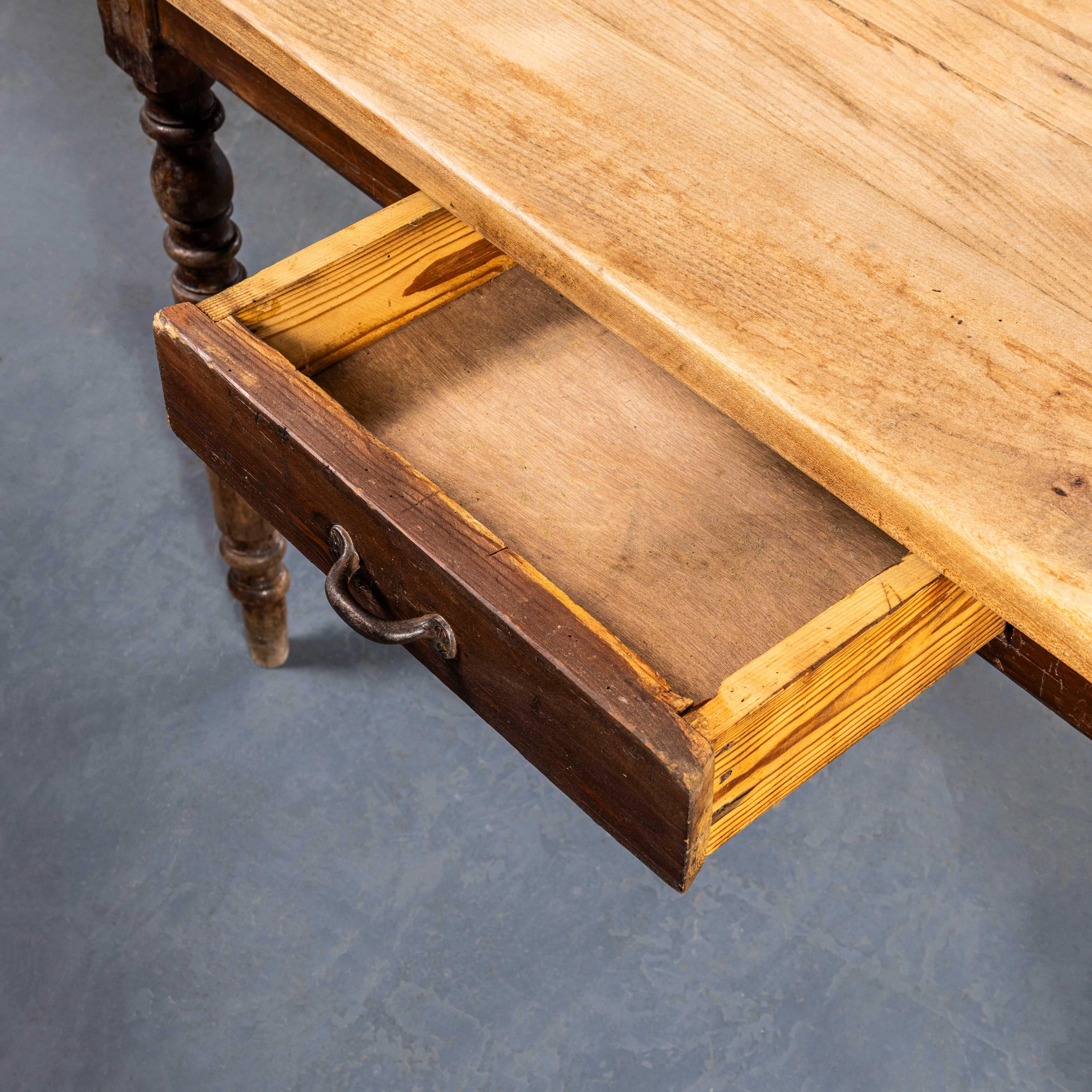 1950's French Planked Top Pine Farmhouse Table For Sale 7
