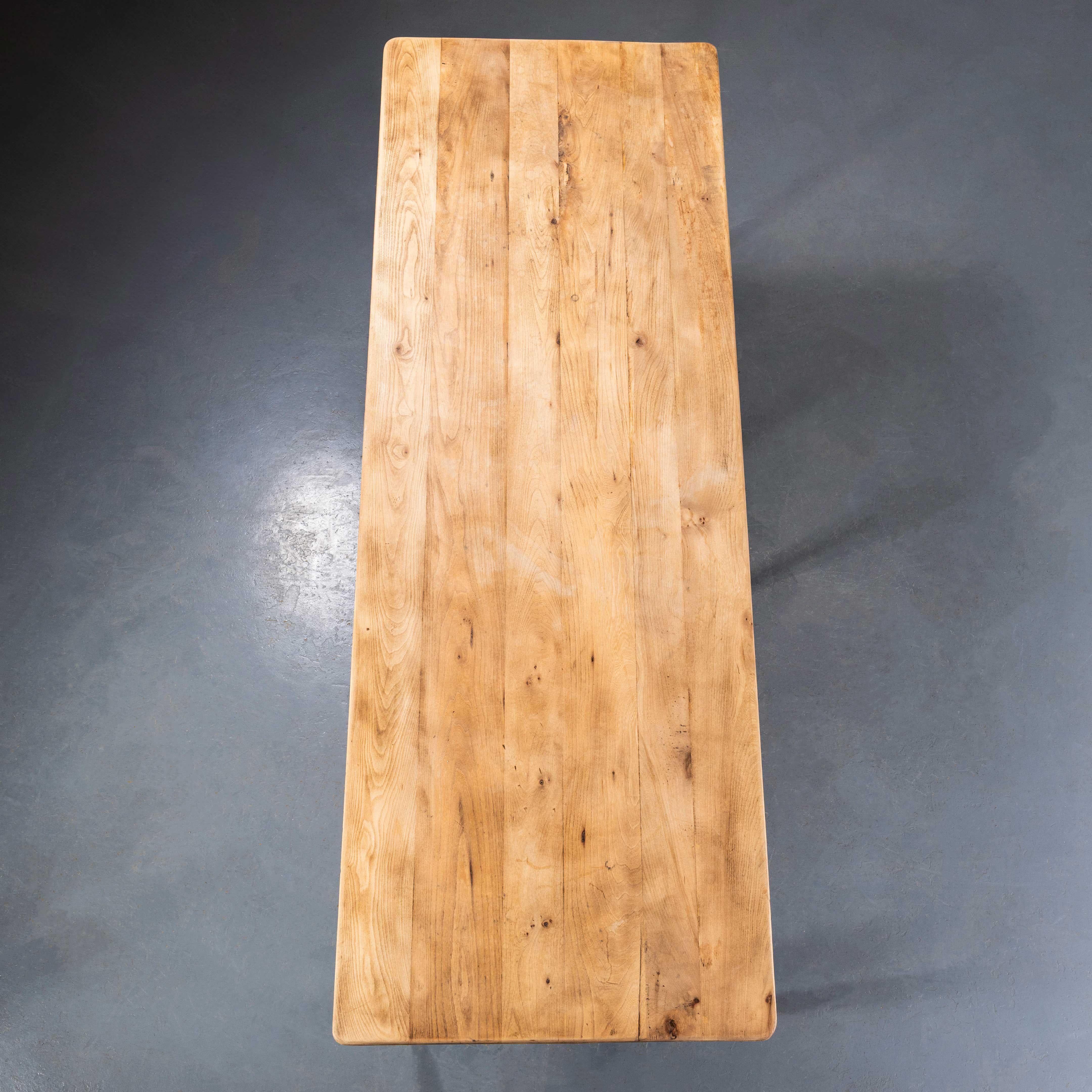 1950's French Planked Top Pine Farmhouse Table In Good Condition For Sale In Hook, Hampshire