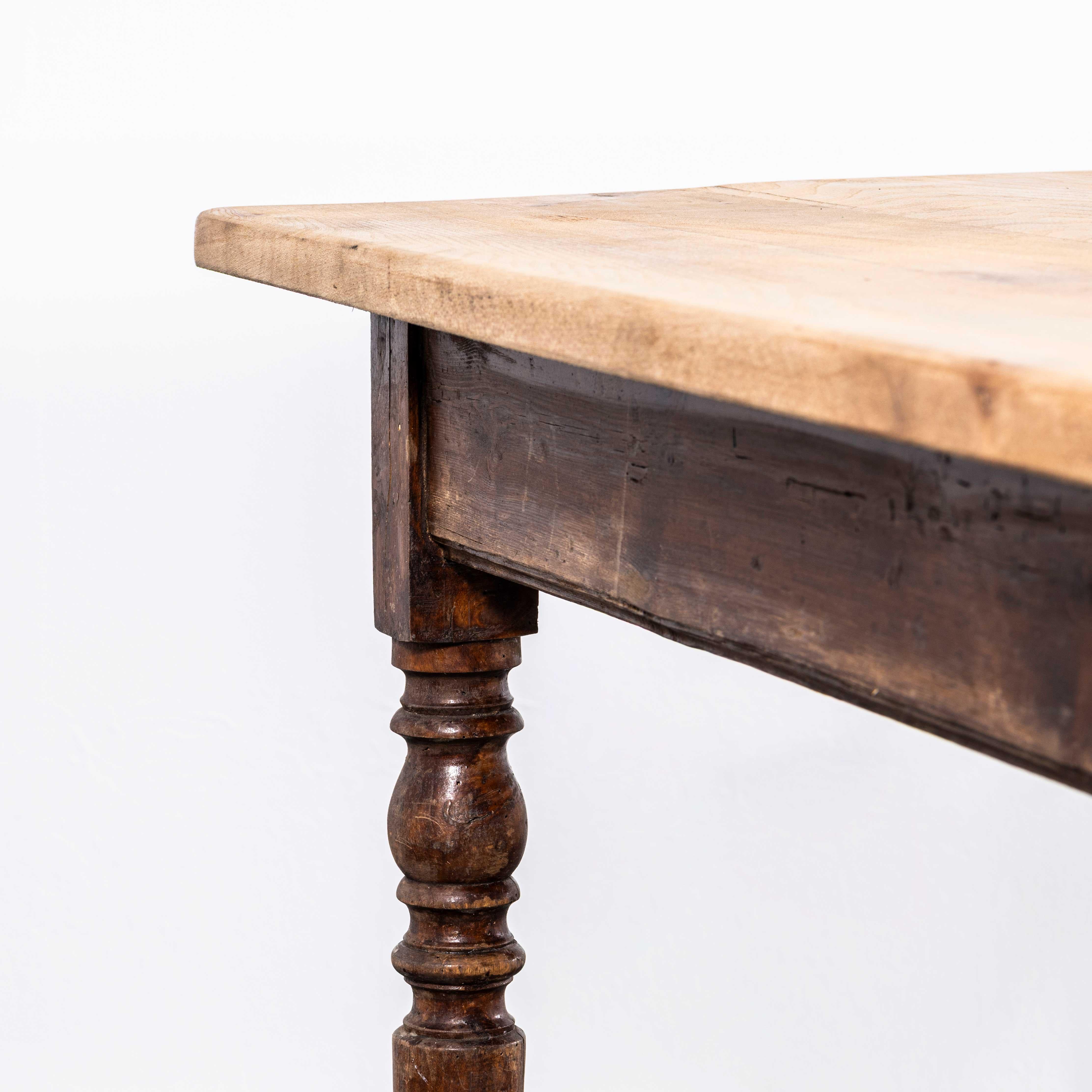 1950's French Planked Top Pine Farmhouse Table For Sale 2